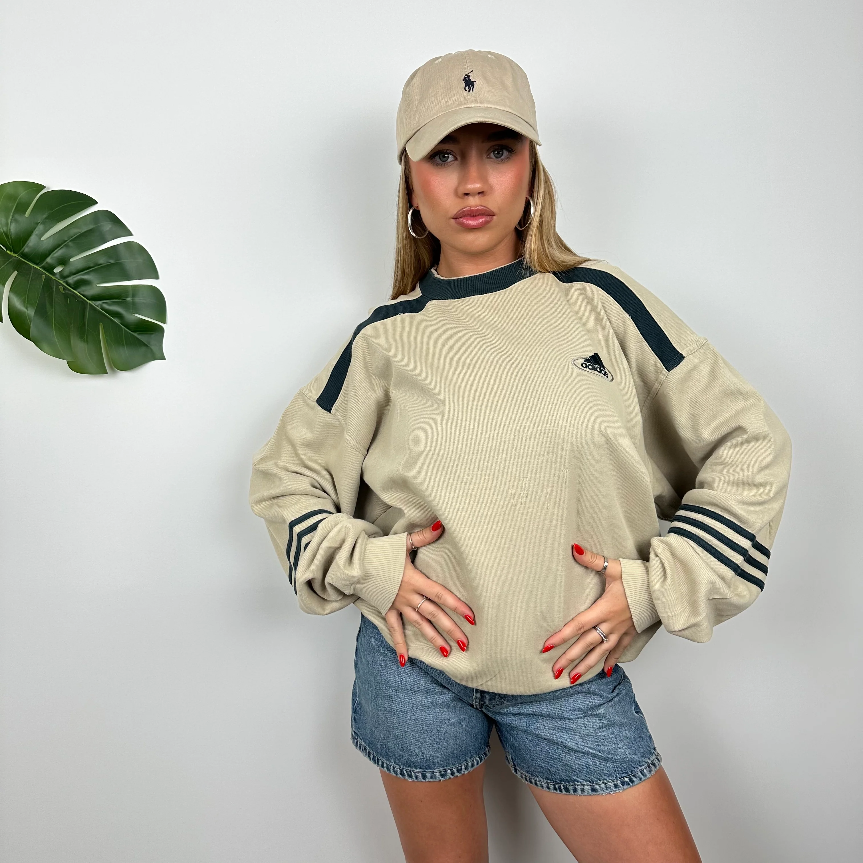 Adidas Tan Embroidered Spell Out Sweatshirt (L) - Image 3