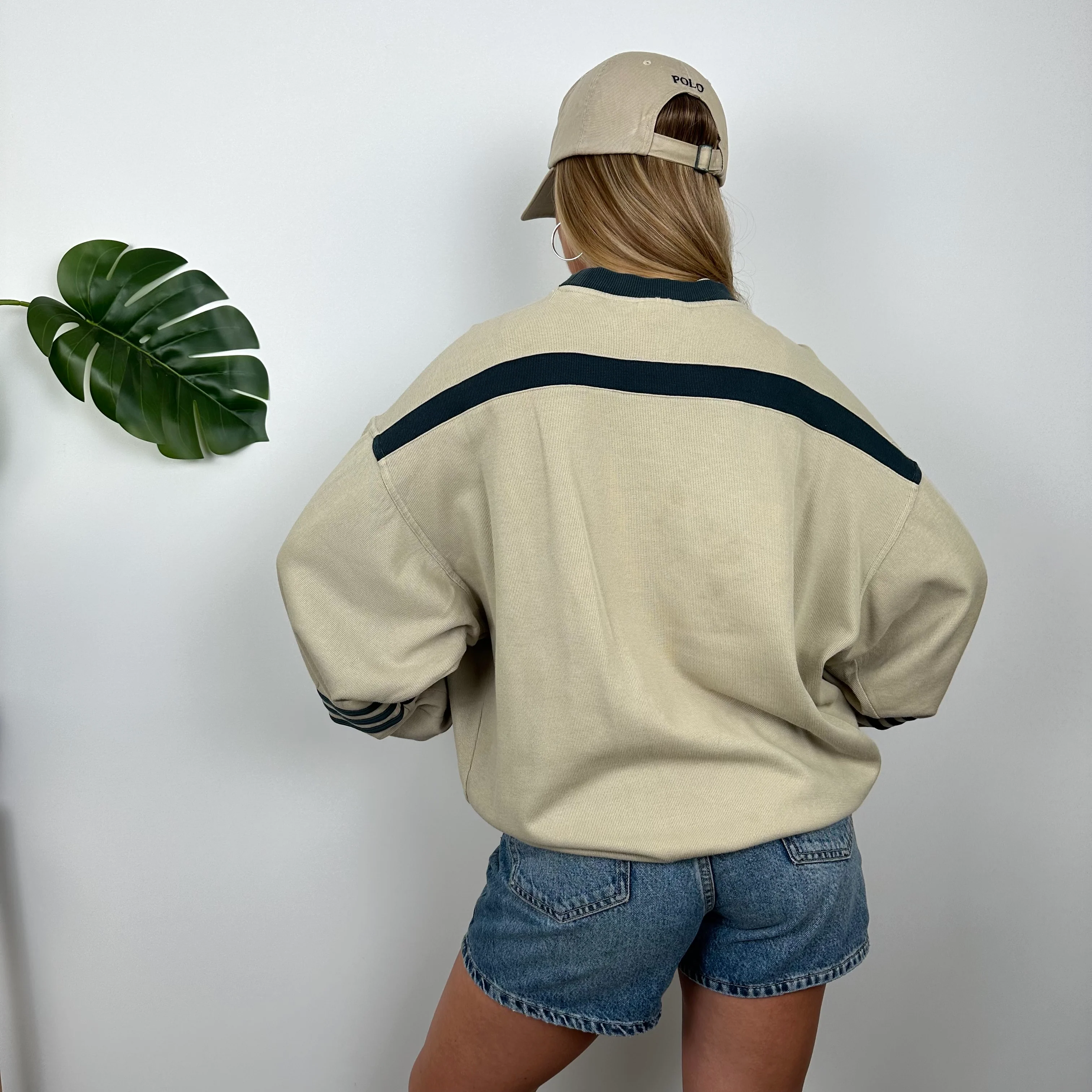 Adidas Tan Embroidered Spell Out Sweatshirt (L) - Image 5