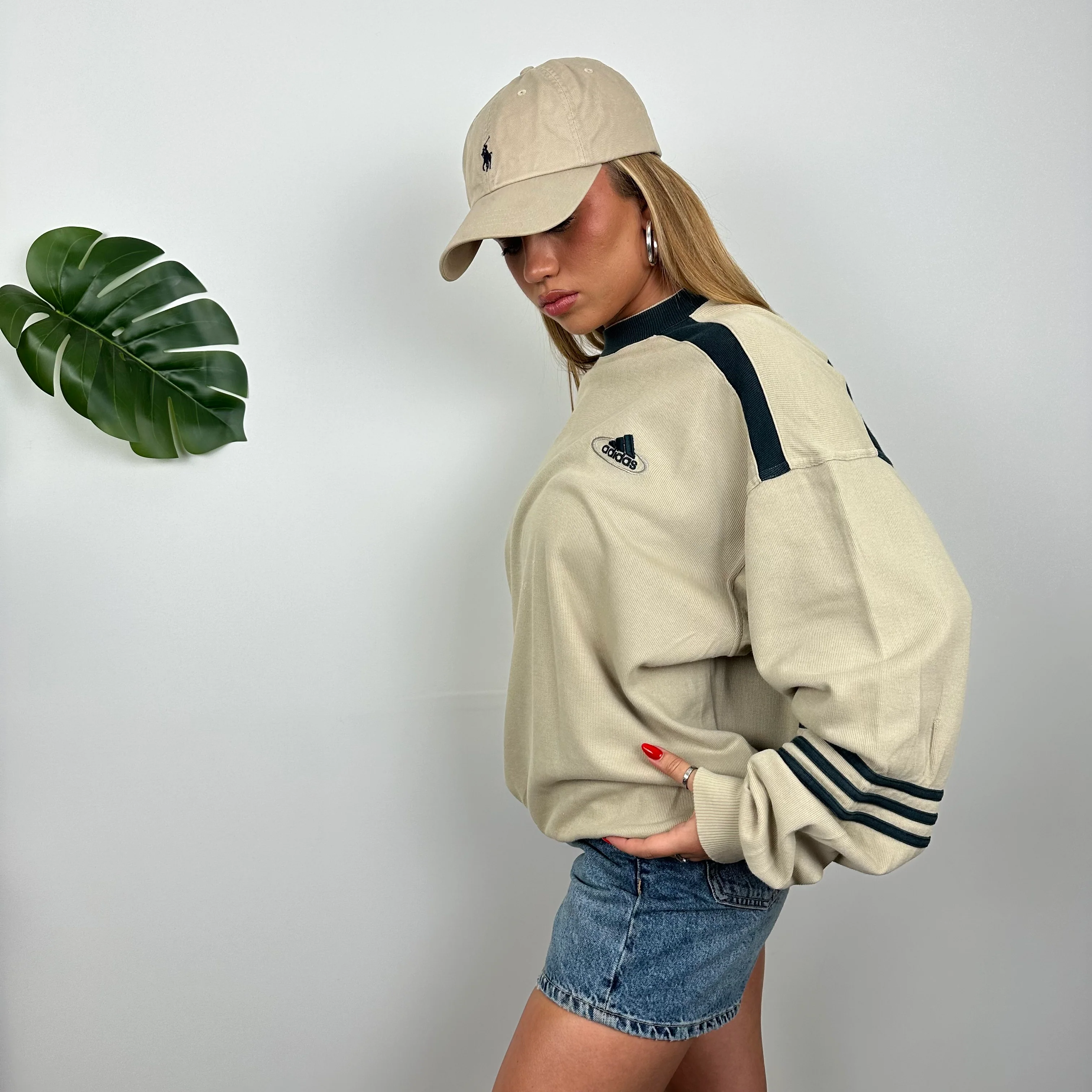 Adidas Tan Embroidered Spell Out Sweatshirt (L) - Image 7