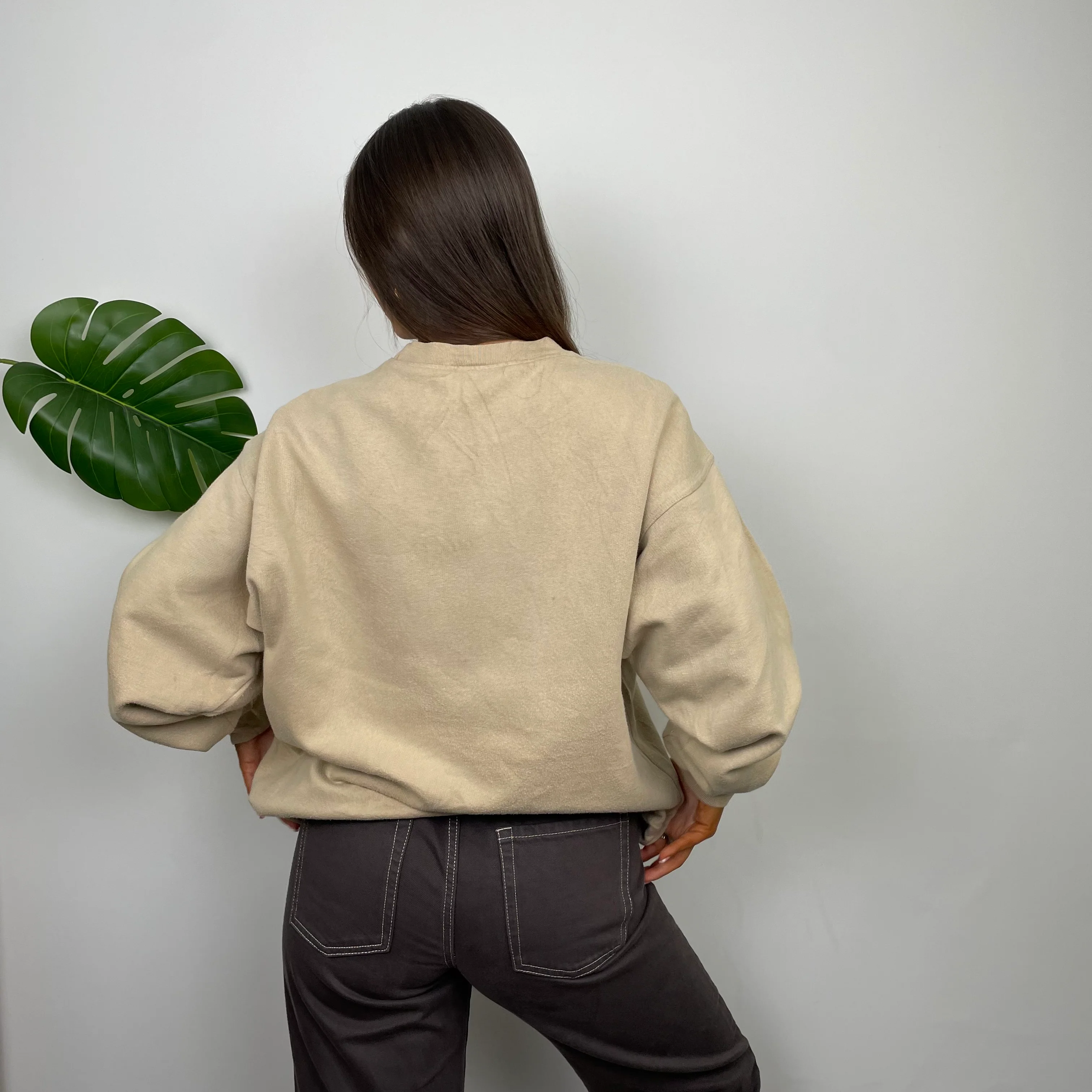 Adidas Tan Embroidered Spell Out Sweatshirt (L) - Image 6
