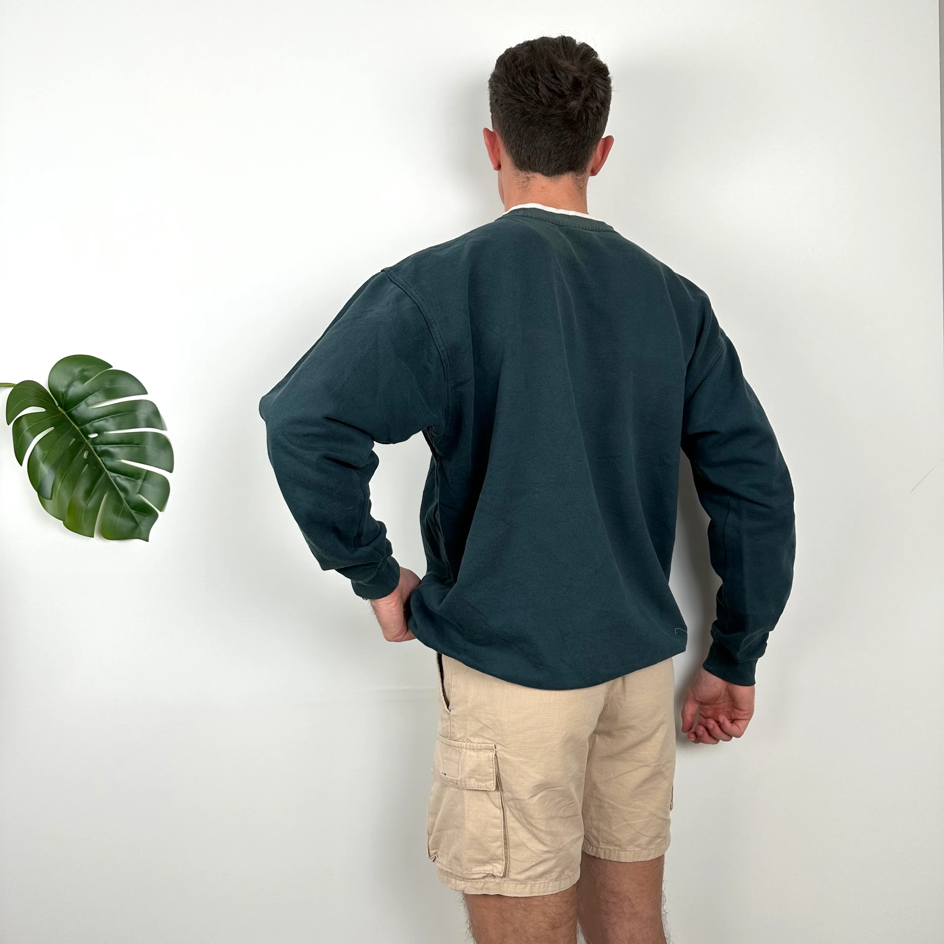 Adidas Teal Green Embroidered Spell Out Sweatshirt (L) - Image 5