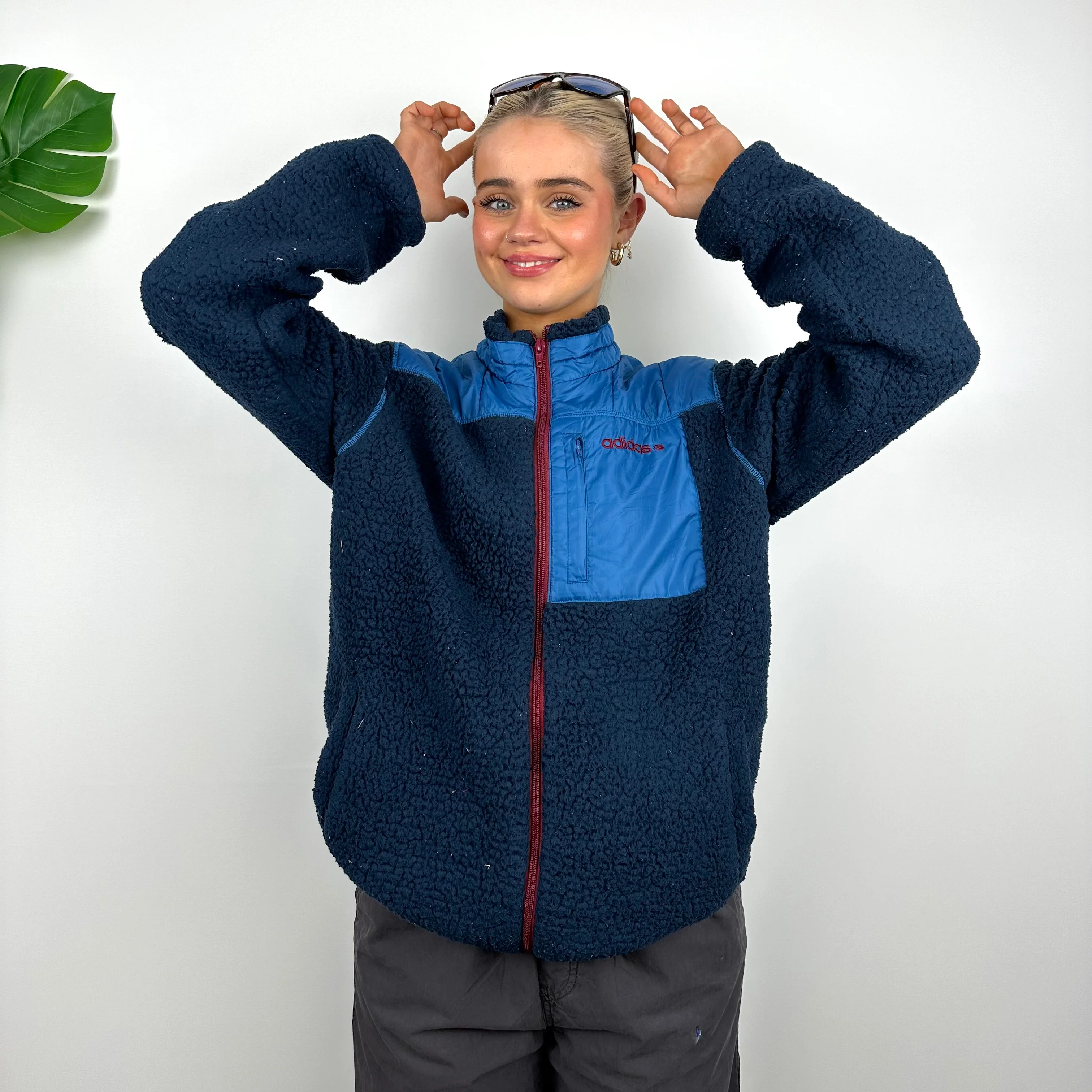 Adidas Teddy Bear Sherpa Fleece Zip Up Jacket (M) - Image 3