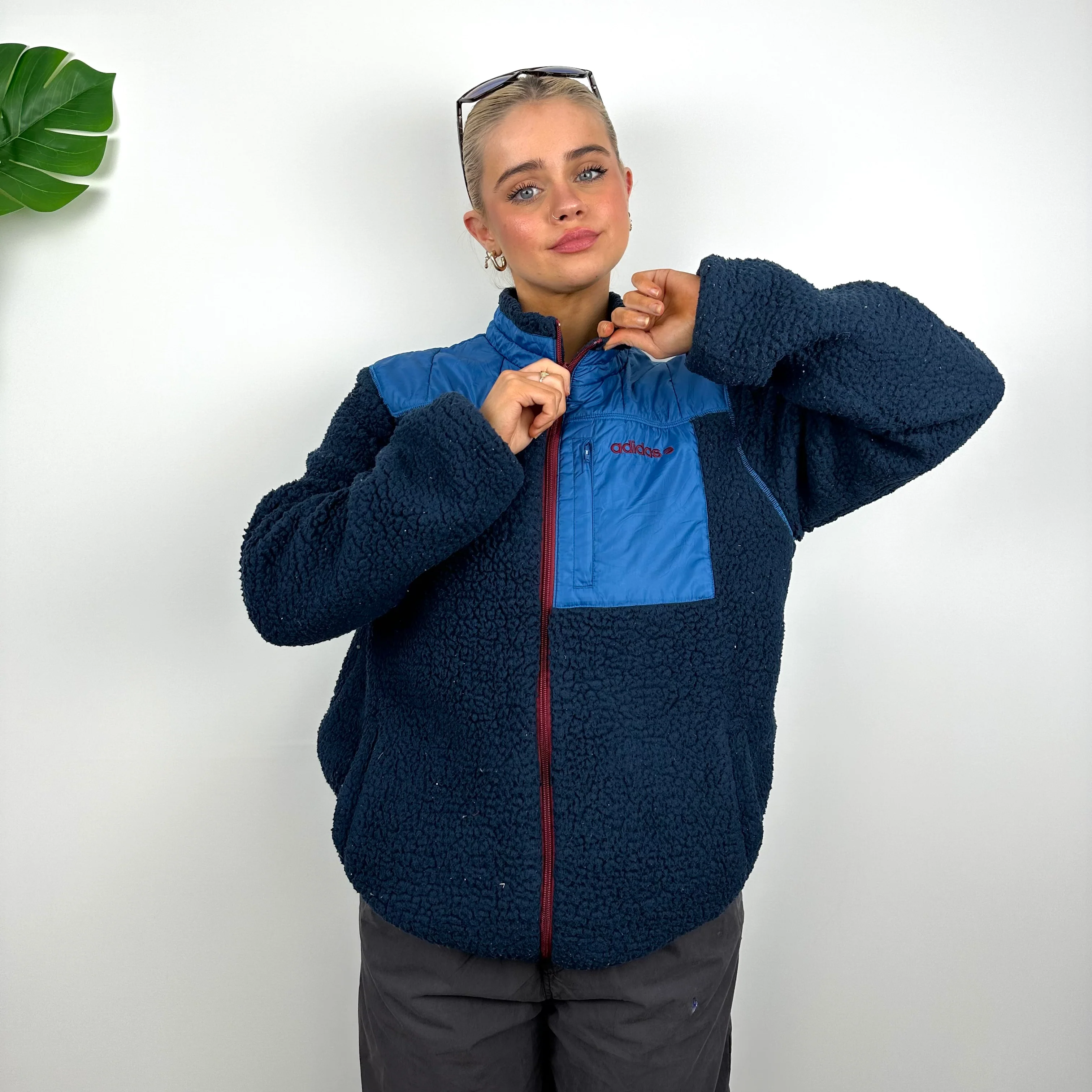 Adidas Teddy Bear Sherpa Fleece Zip Up Jacket (M) - Image 4