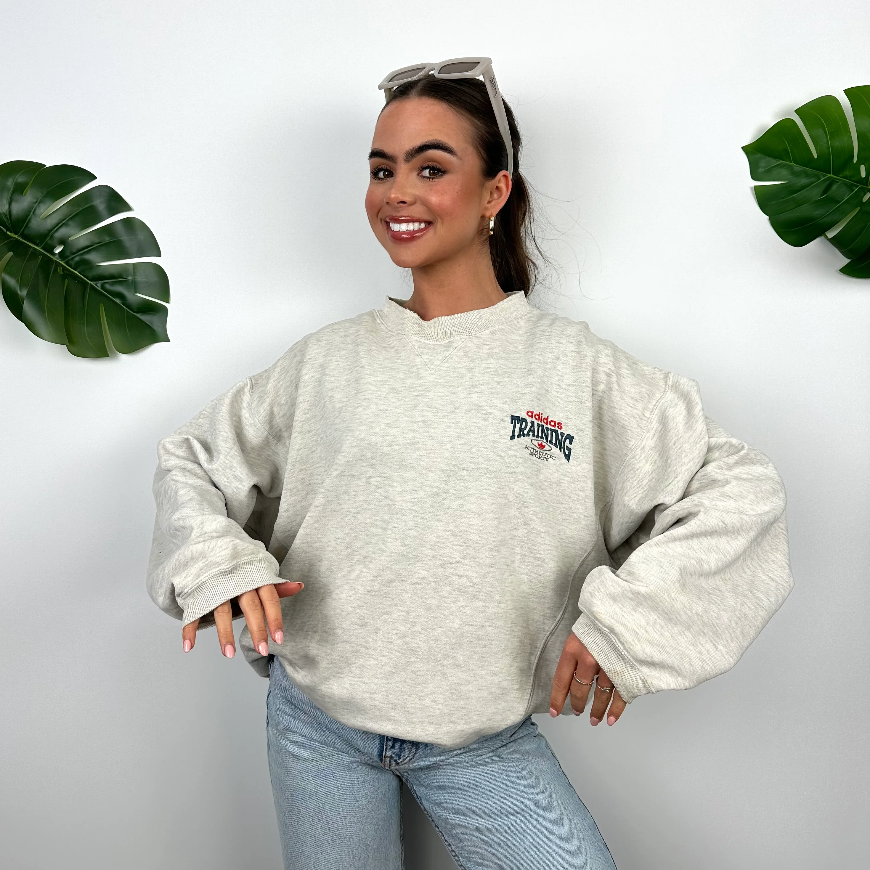 Adidas Training Grey Embroidered Spell Out Sweatshirt (L)