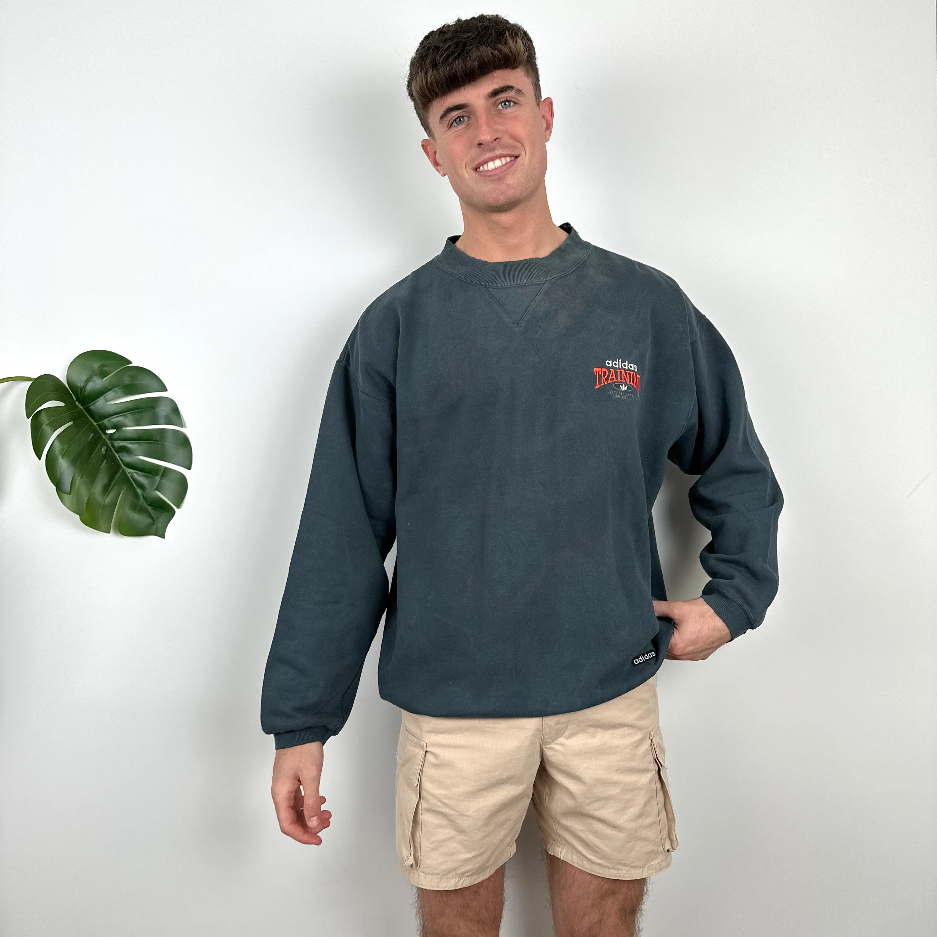 Adidas Training Grey Embroidered Spell Out Sweatshirt (L) - Image 5