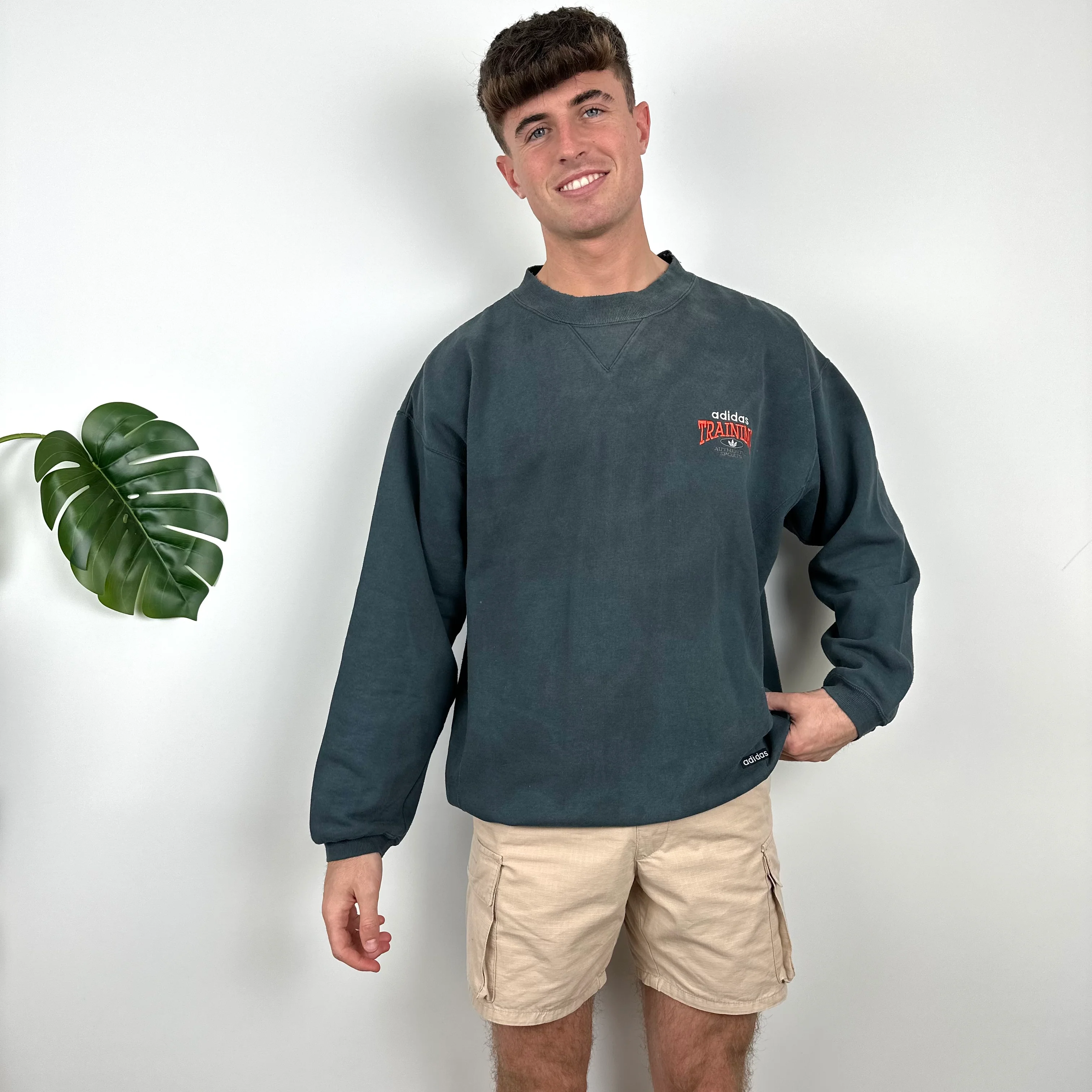 Adidas Training Grey Embroidered Spell Out Sweatshirt (L) - Image 6