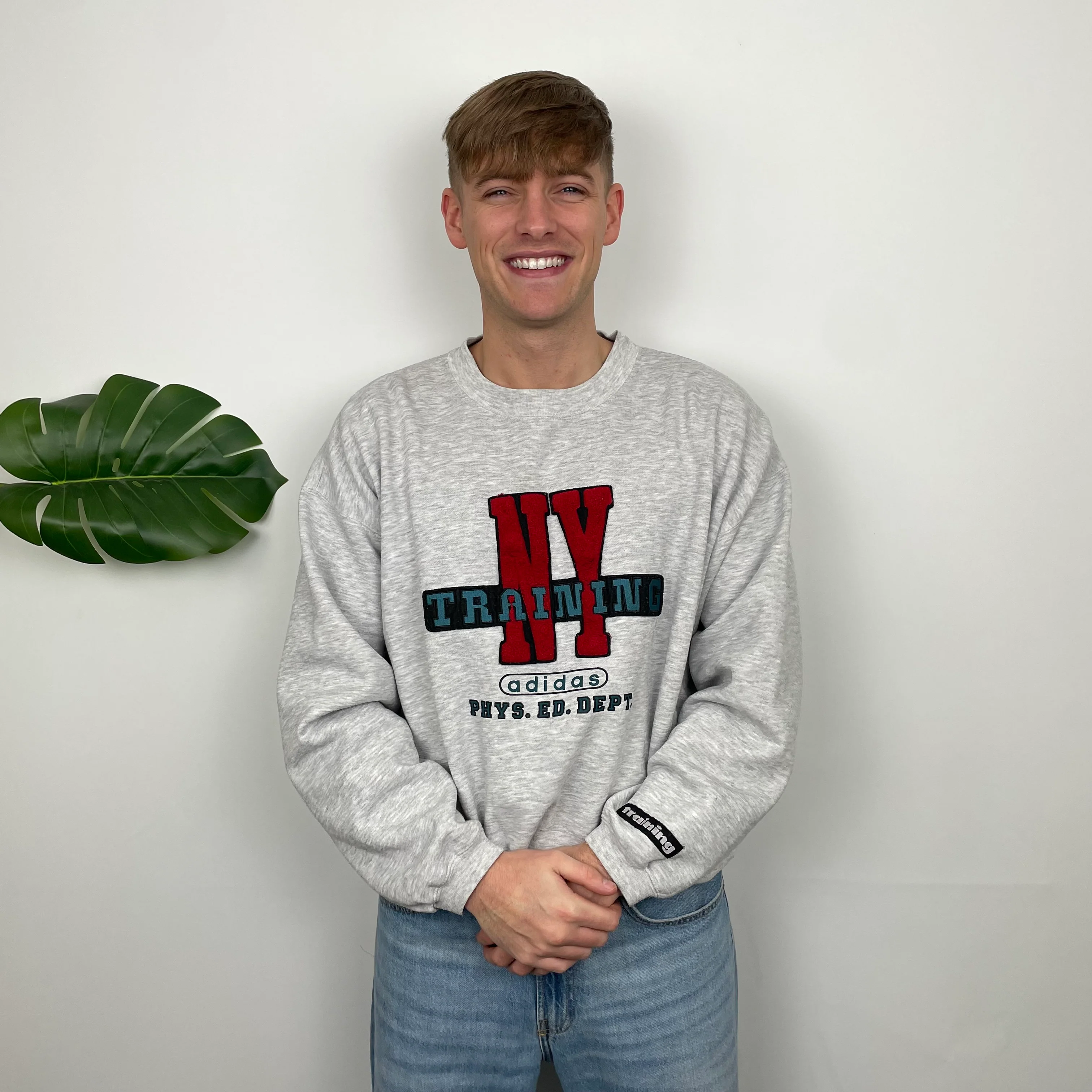 Adidas Training RARE Grey Embroidered Spell Out Sweatshirt (L) - Image 3