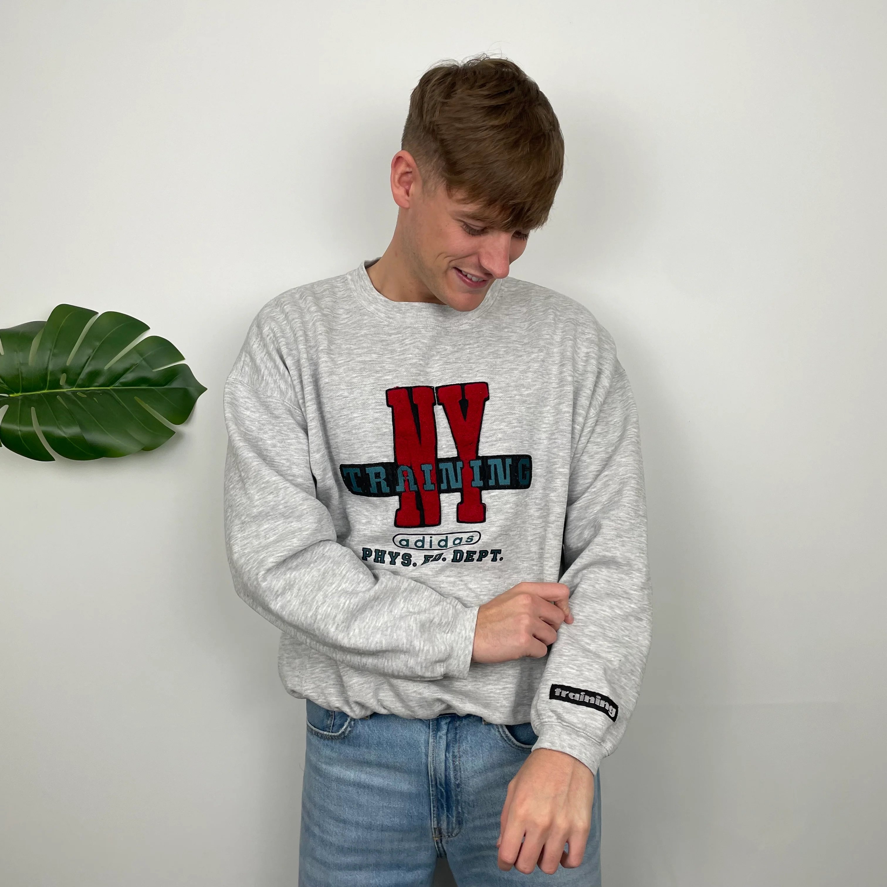 Adidas Training RARE Grey Embroidered Spell Out Sweatshirt (L) - Image 4