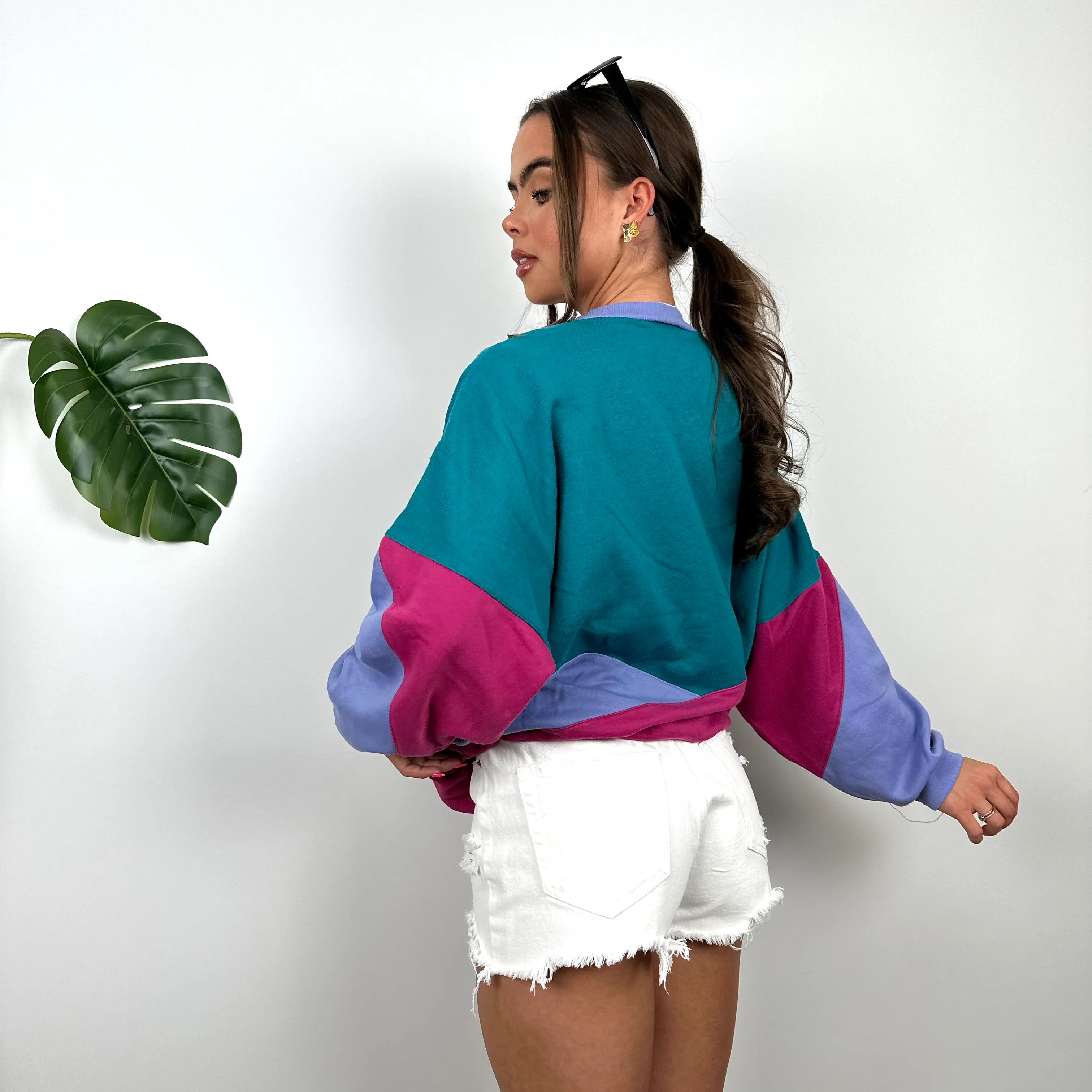 Adidas Turquoise Colour Block Sweatshirt (S) - Image 4