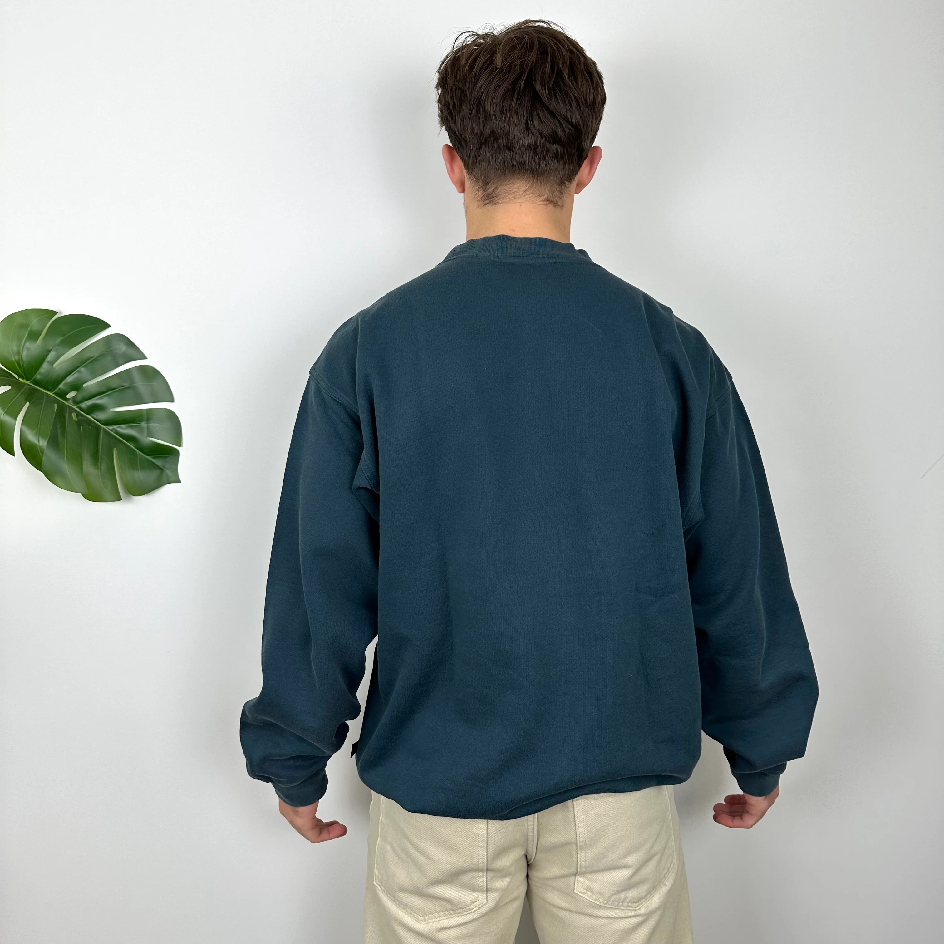 Adidas Turquoise Embroidered Spell Out Sweatshirt (XL) - Image 5
