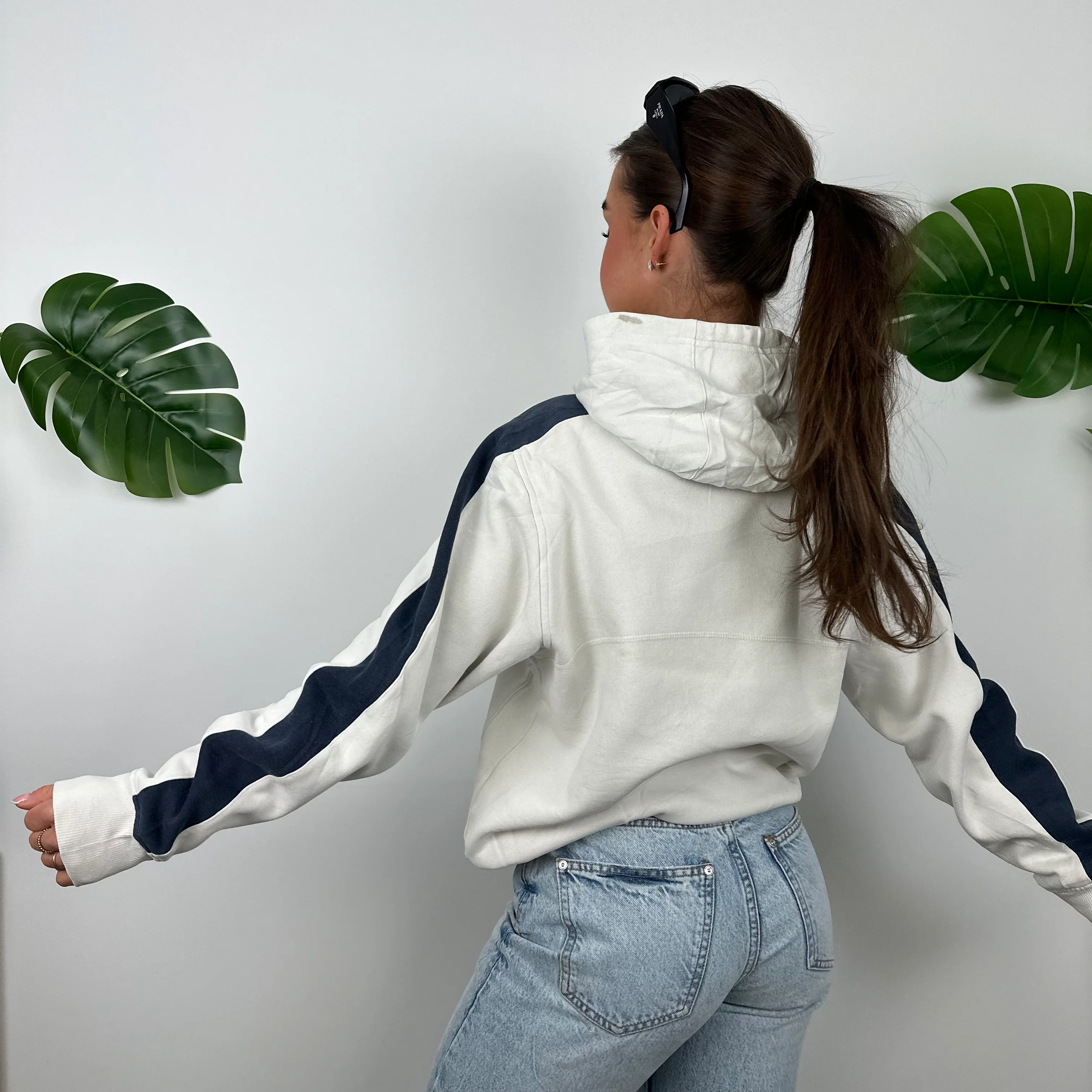 Adidas White Embroidered Spell Out Hoodie (M) - Image 4
