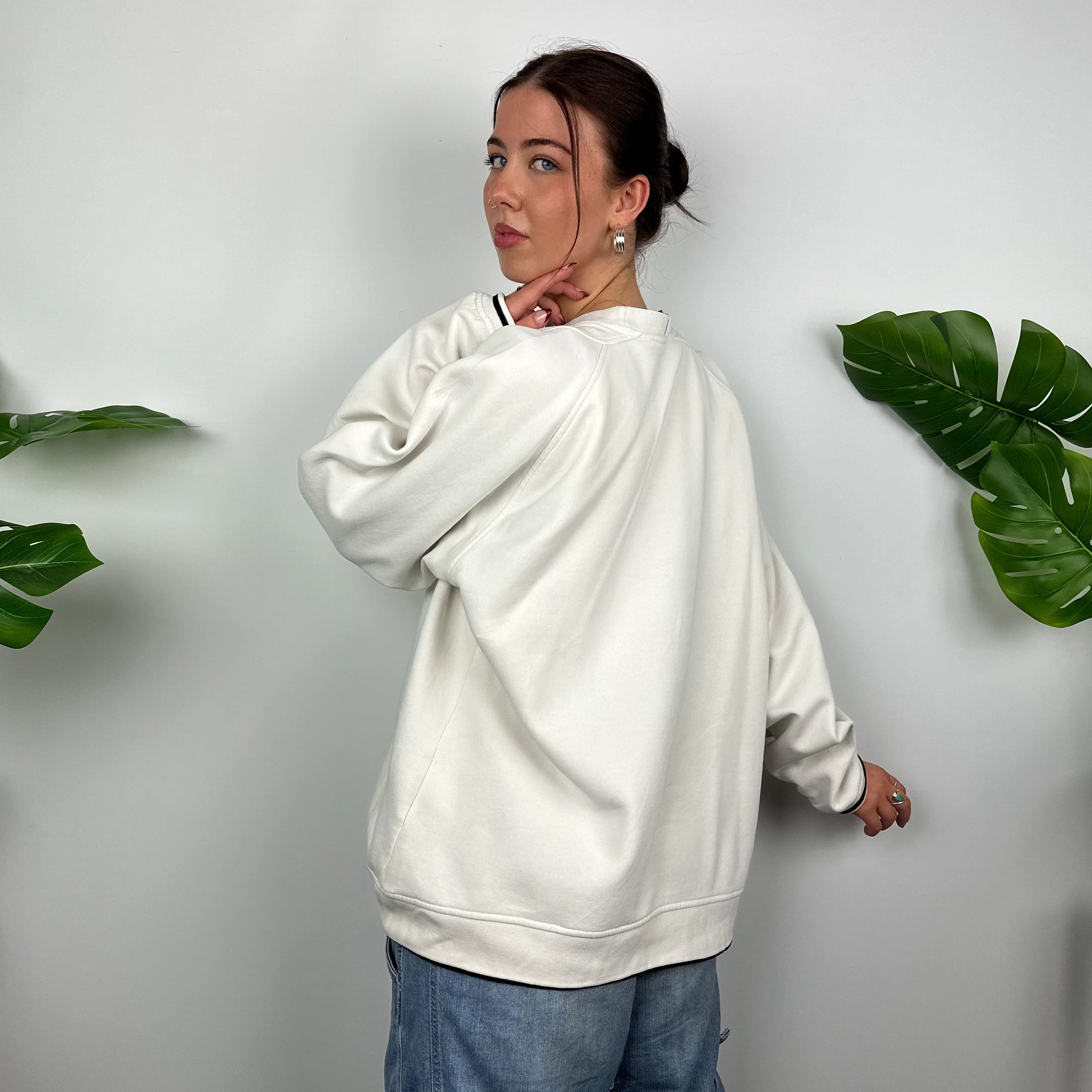 Adidas White Embroidered Spell Out Sweatshirt (L) - Image 4