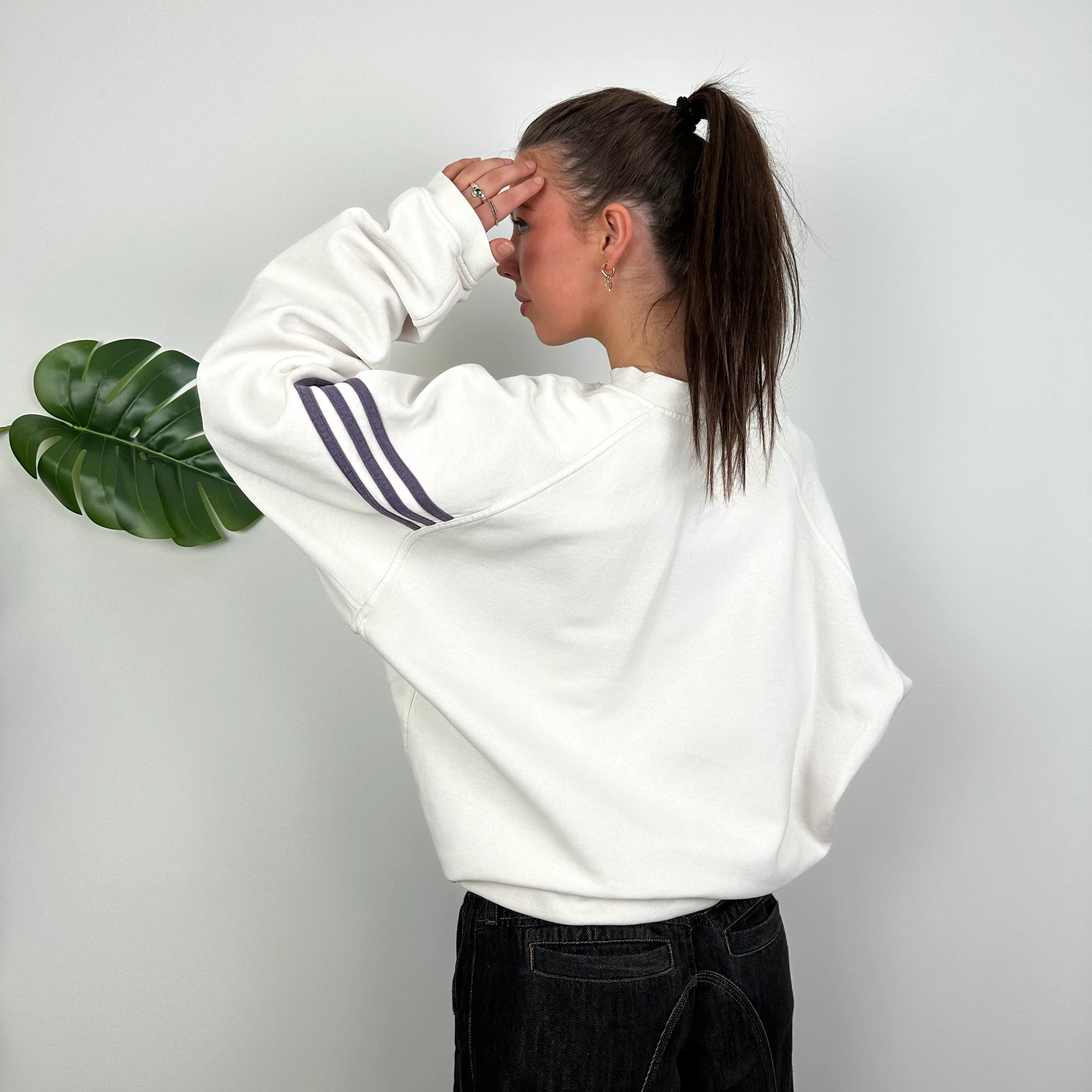 Adidas White Embroidered Spell Out Sweatshirt (L) - Image 4
