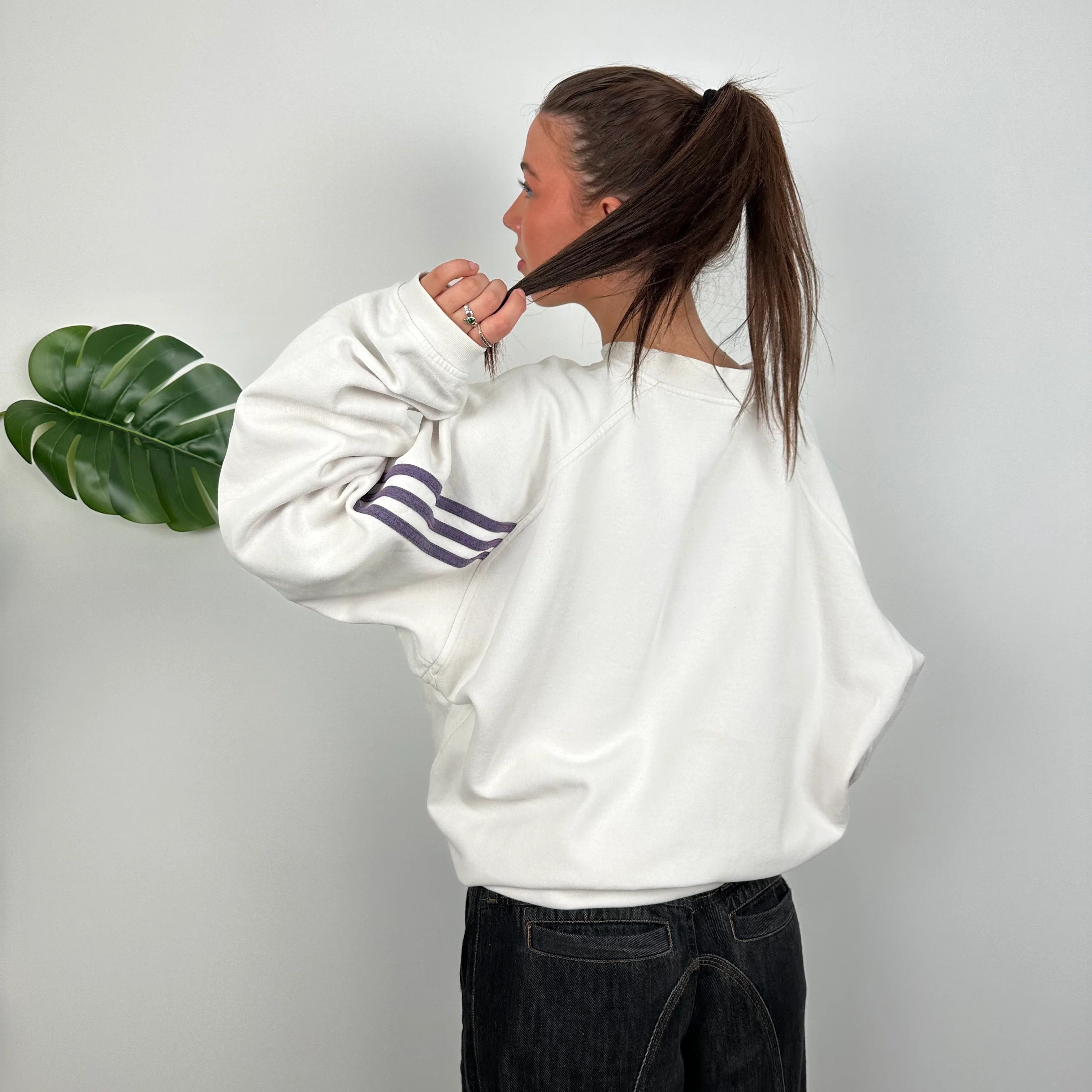 Adidas White Embroidered Spell Out Sweatshirt (L) - Image 5
