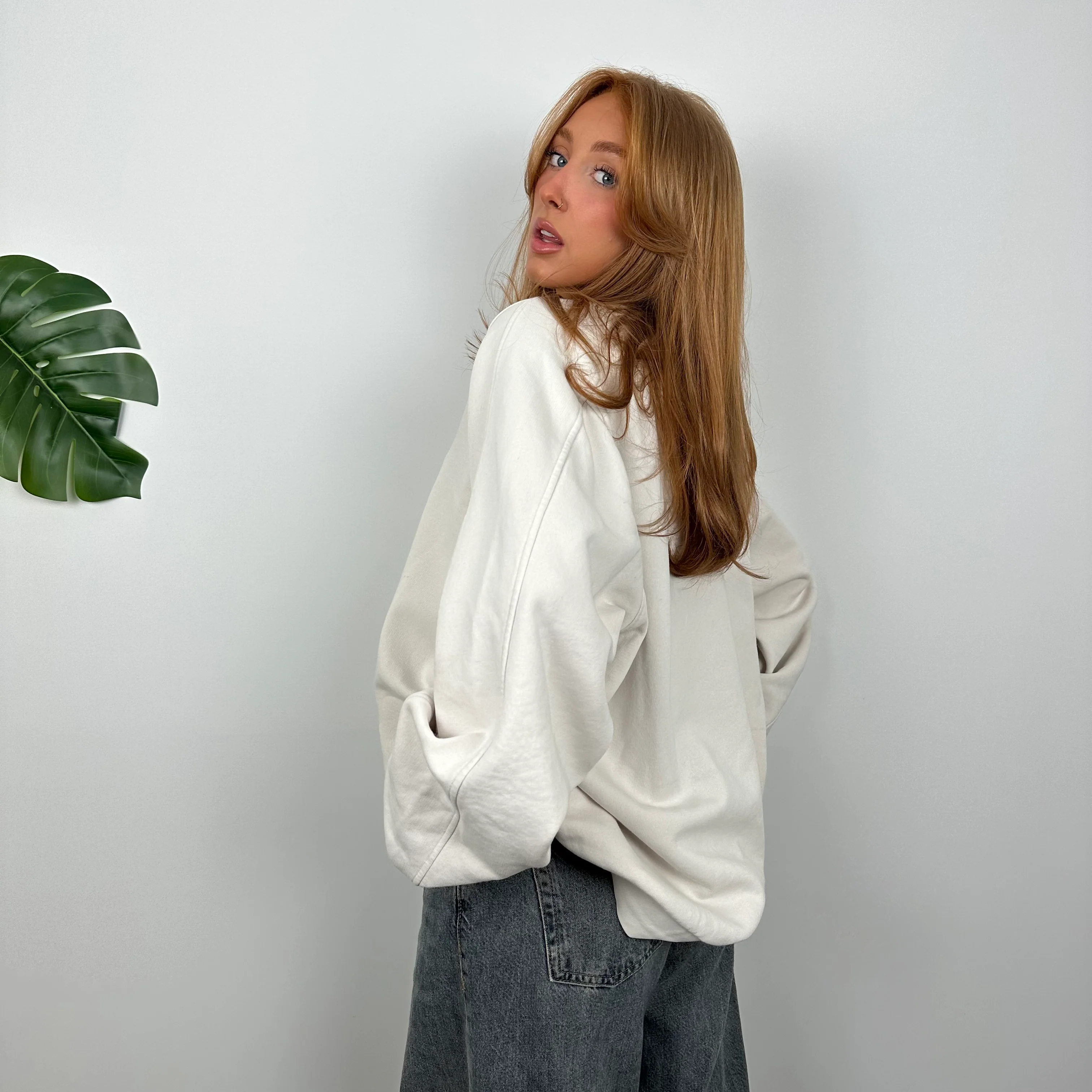 Adidas White Embroidered Spell Out Sweatshirt (L) - Image 5