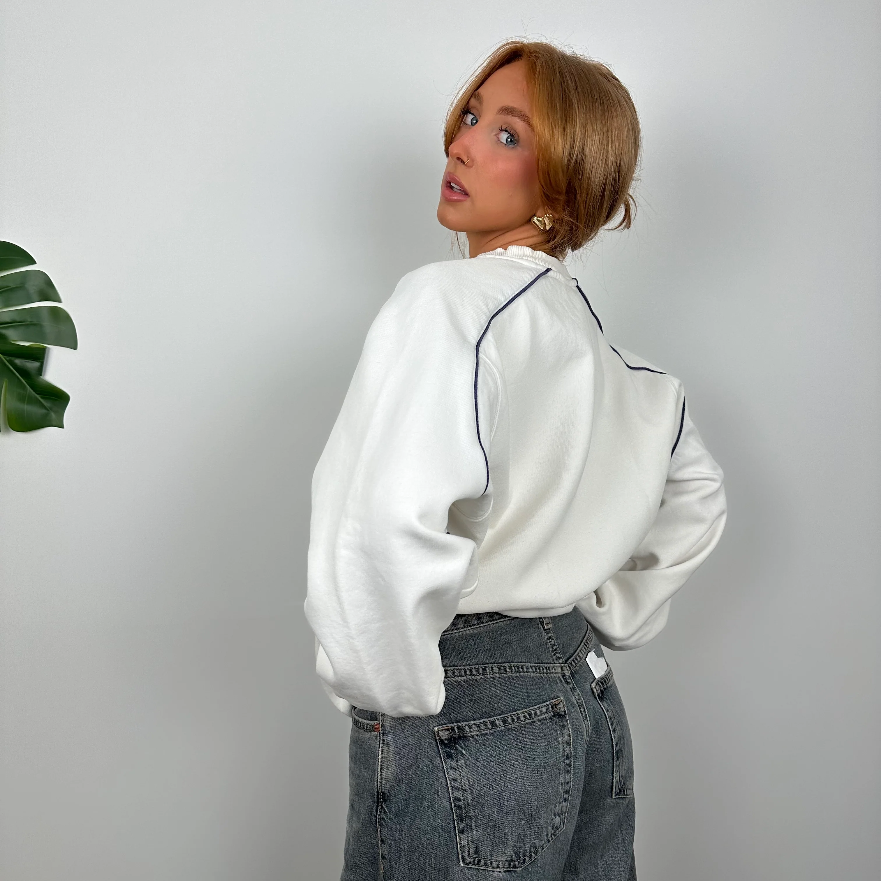 Adidas White Embroidered Spell Out Sweatshirt (M) - Image 4