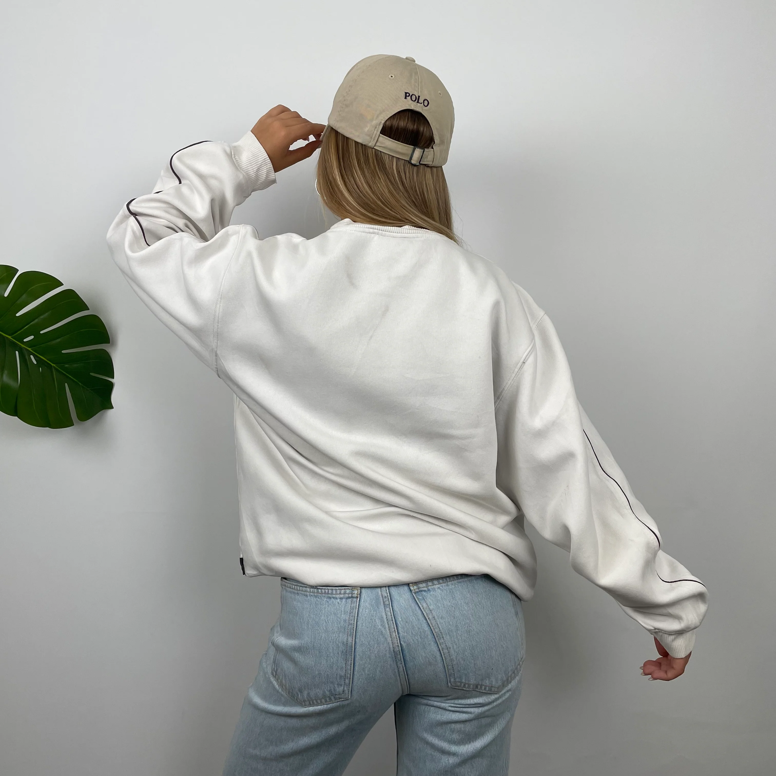 Adidas White Embroidered Spell Out Sweatshirt (L) - Image 7