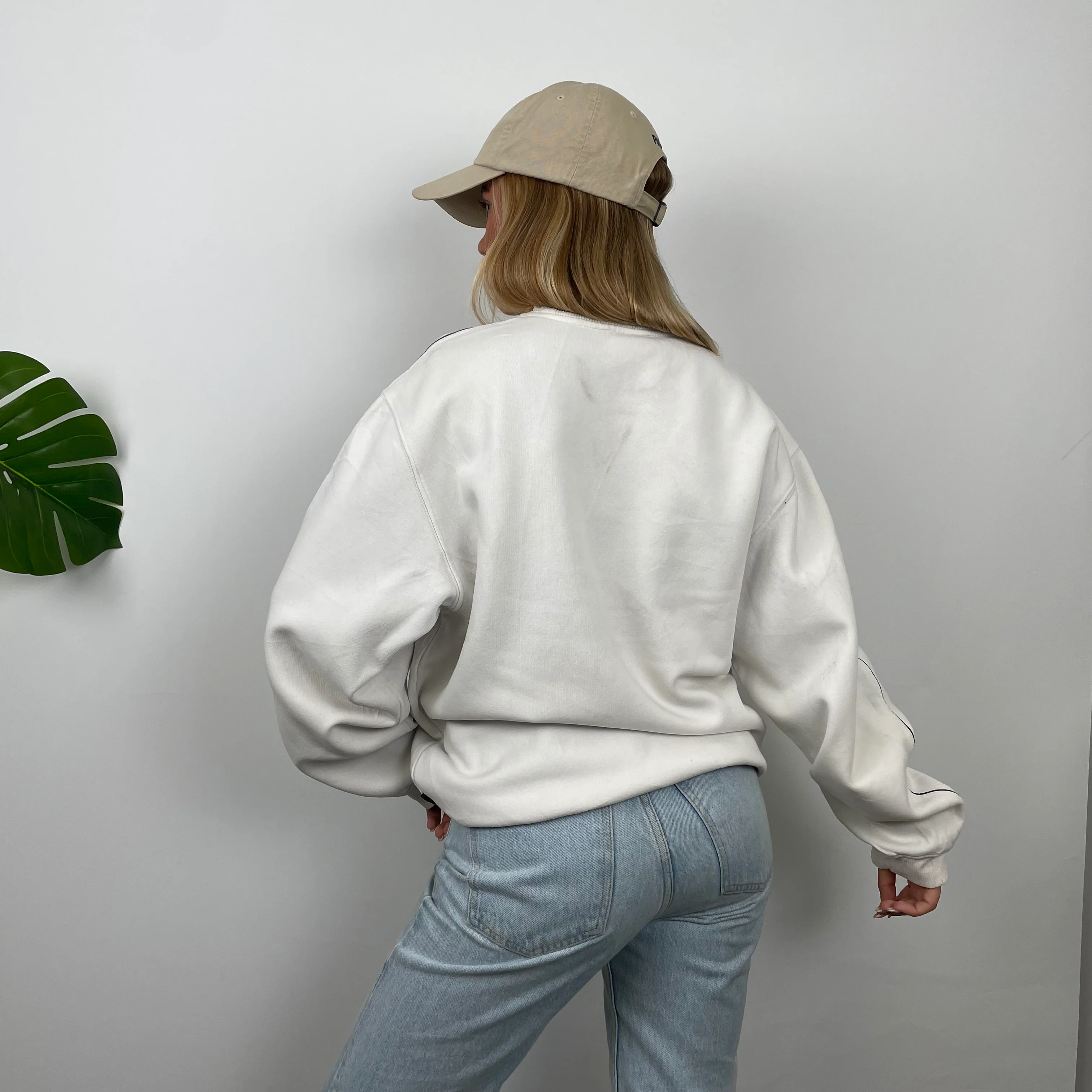 Adidas White Embroidered Spell Out Sweatshirt (L) - Image 8