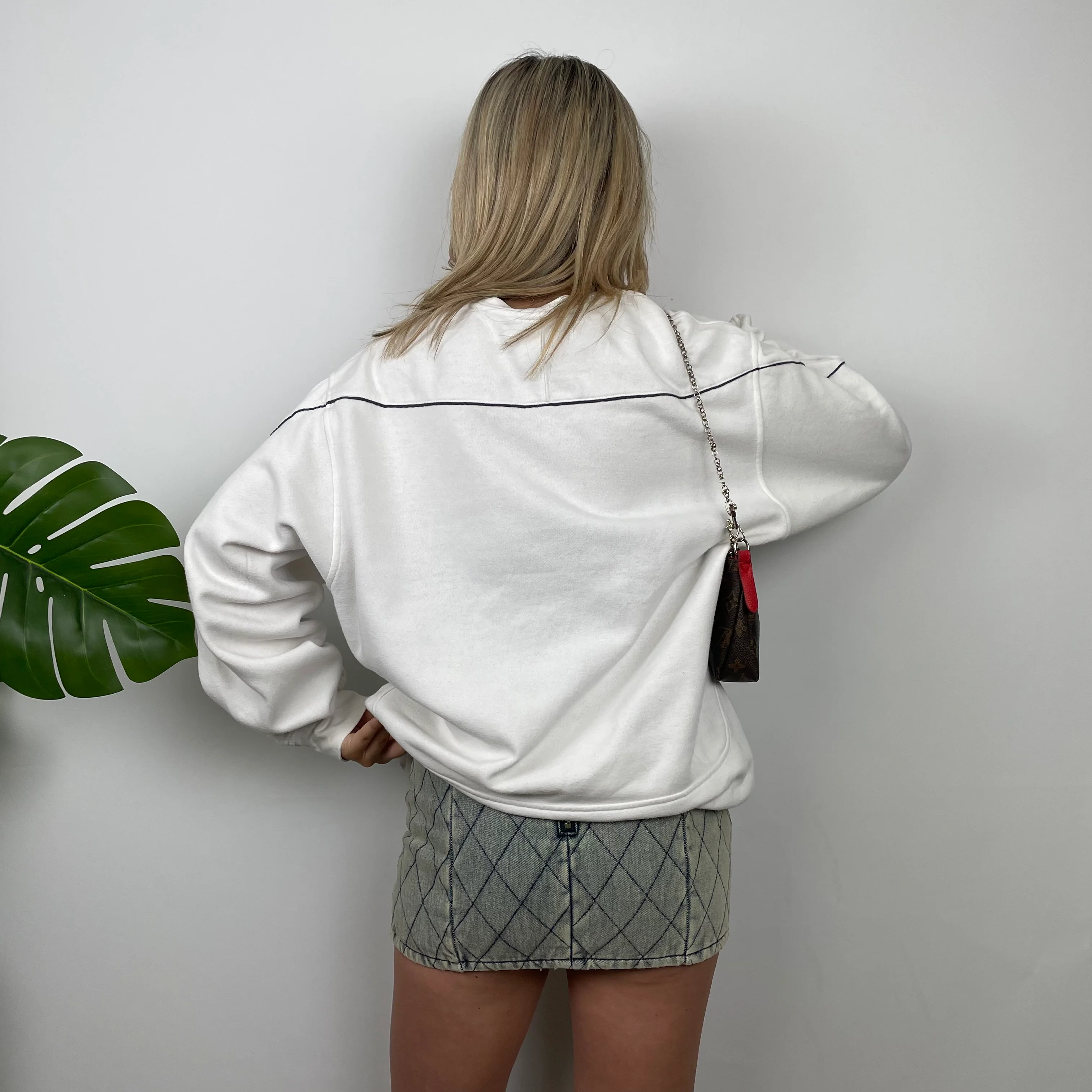 Adidas White Embroidered Spell Out Sweatshirt (XL) - Image 7