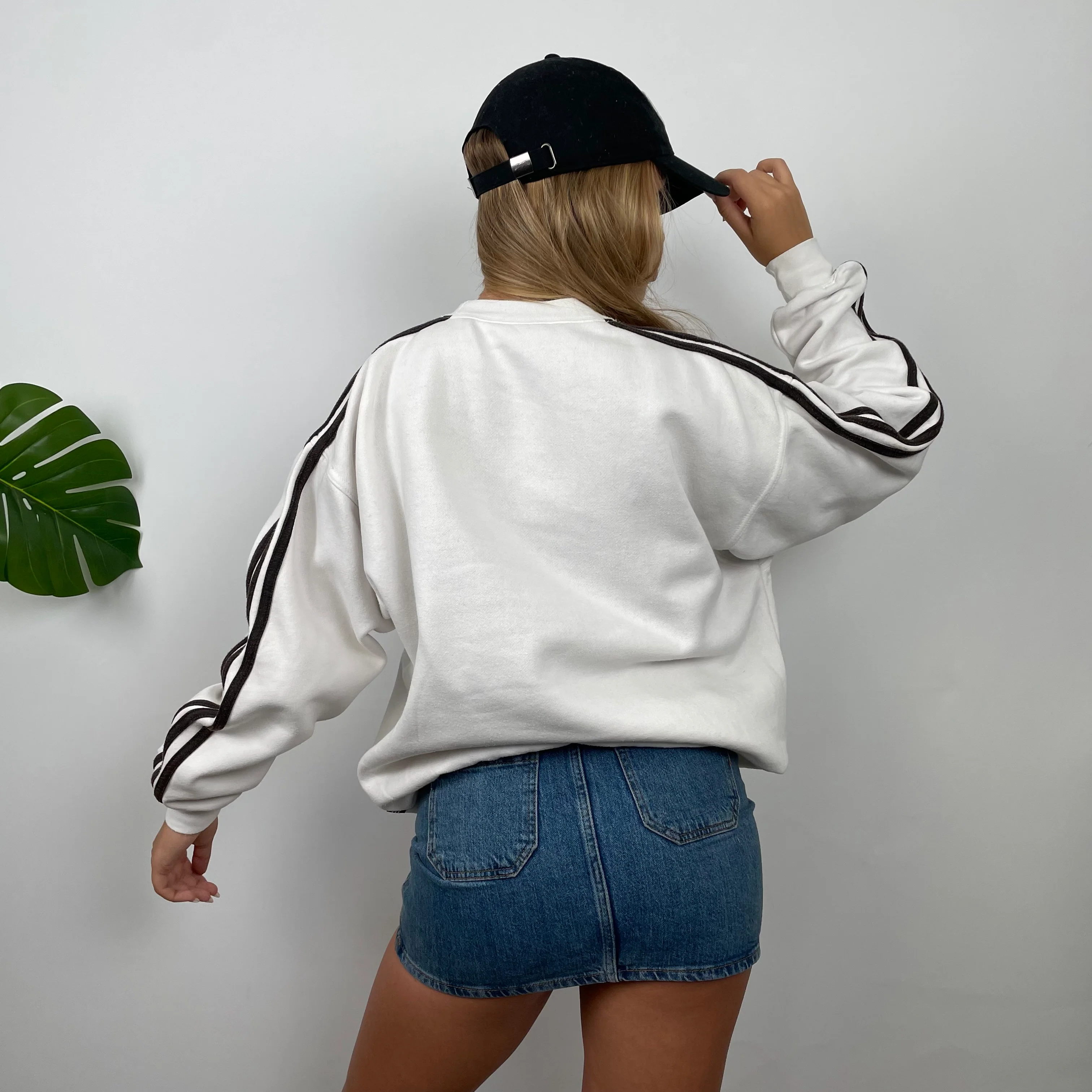 Adidas White Embroidered Spell Out Sweatshirt (M) - Image 5
