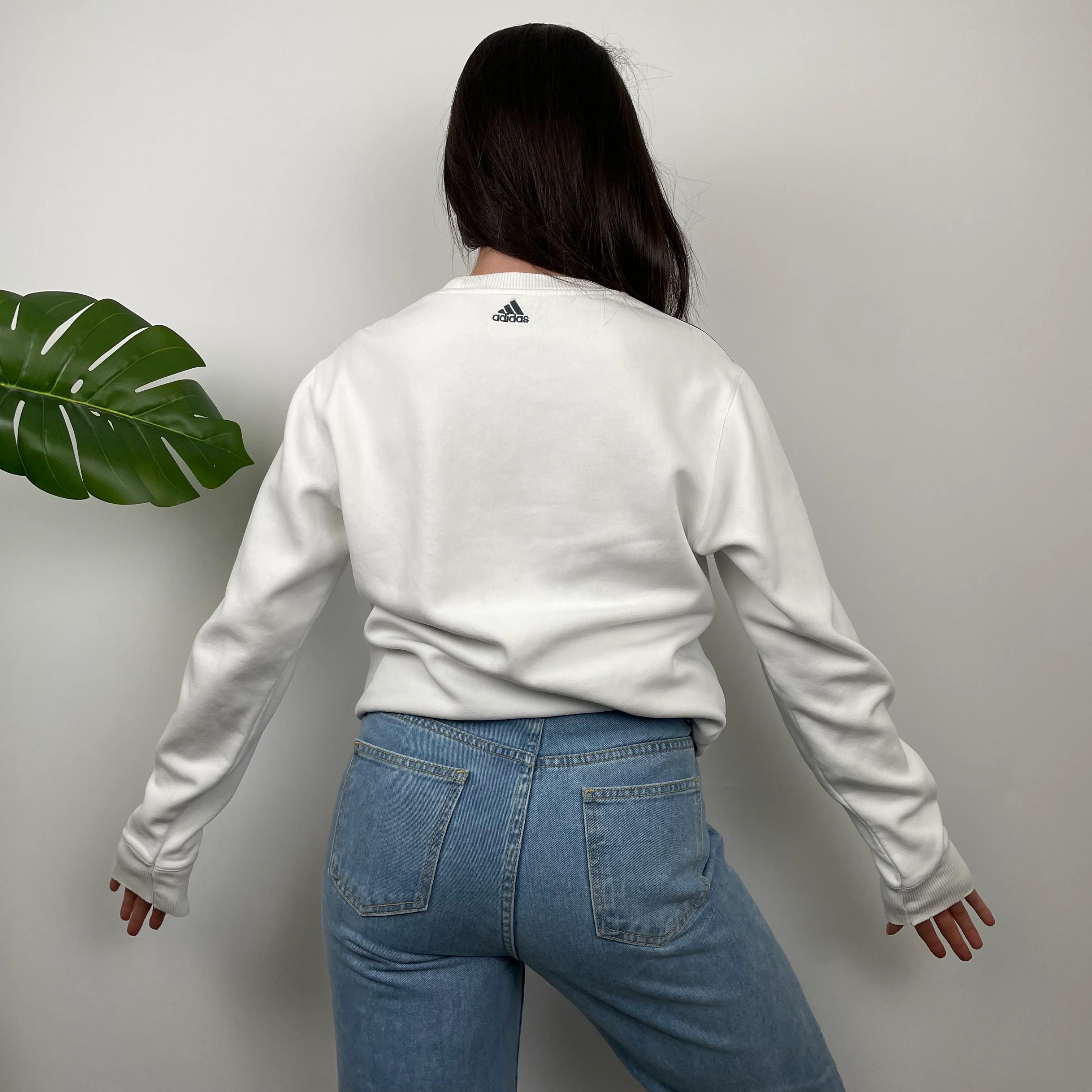 Adidas White Embroidered Spell Out Sweatshirt (M) - Image 3