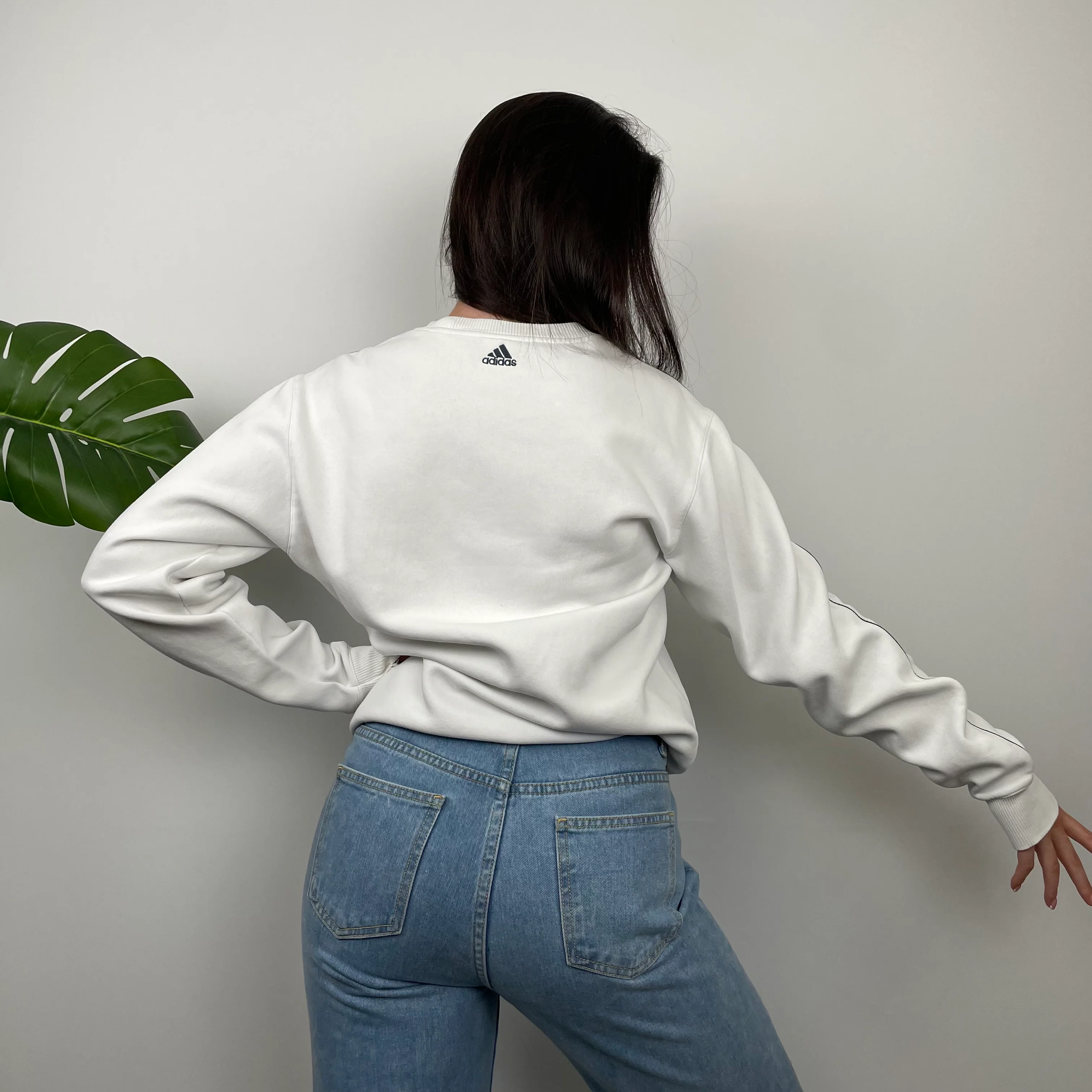 Adidas White Embroidered Spell Out Sweatshirt (M) - Image 9