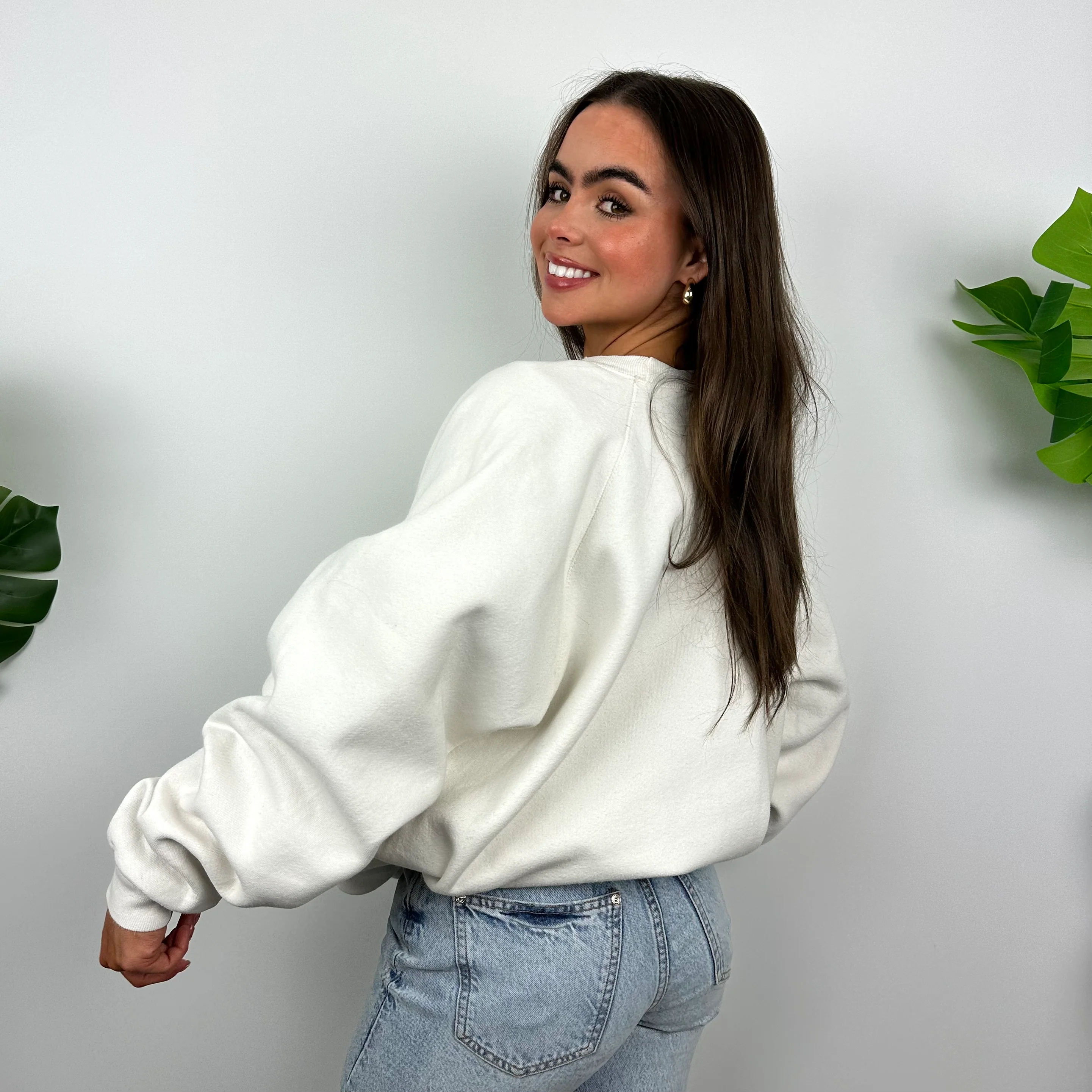 Adidas White Embroidered Spell Out Sweatshirt (L) - Image 5