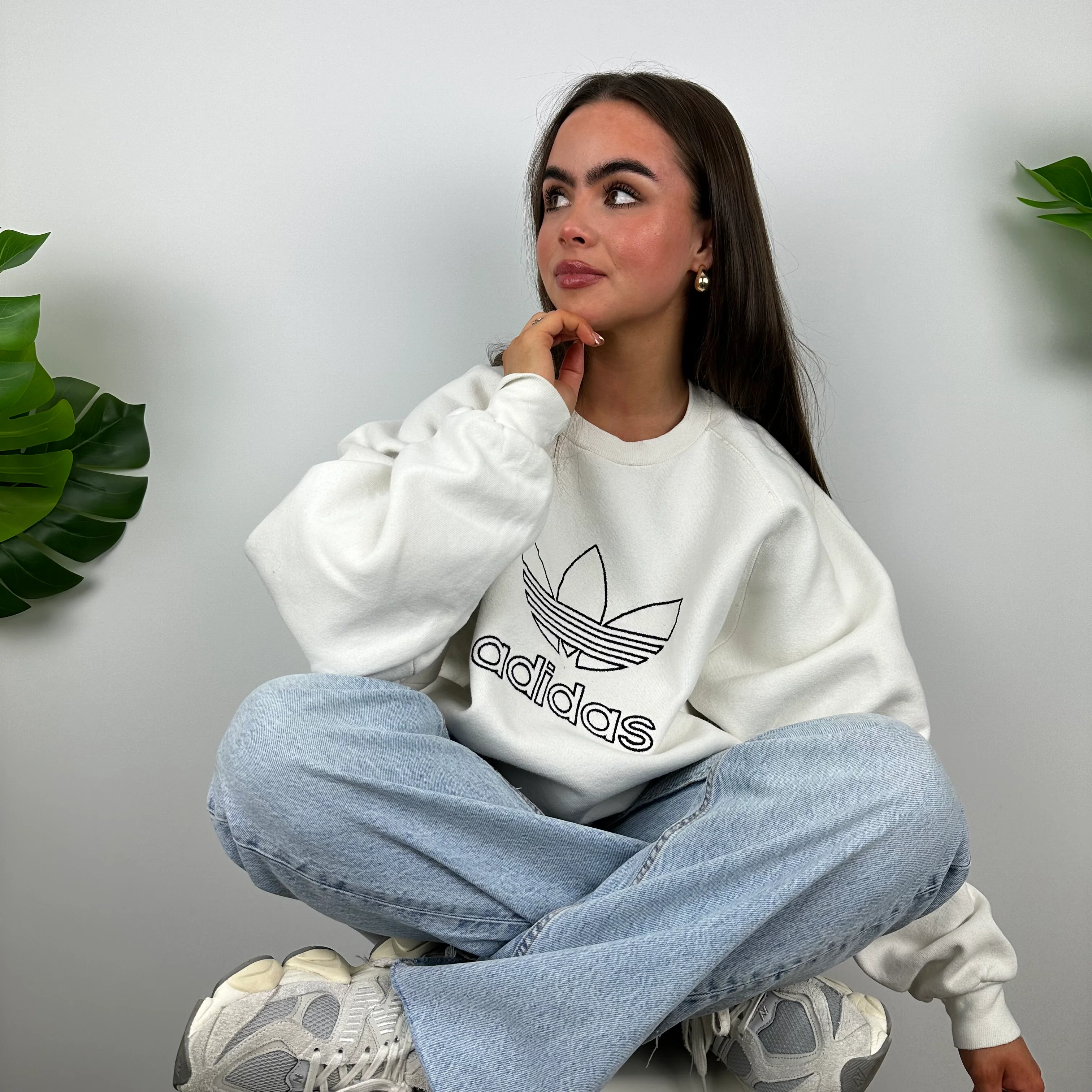 Adidas White Embroidered Spell Out Sweatshirt (L) - Image 6
