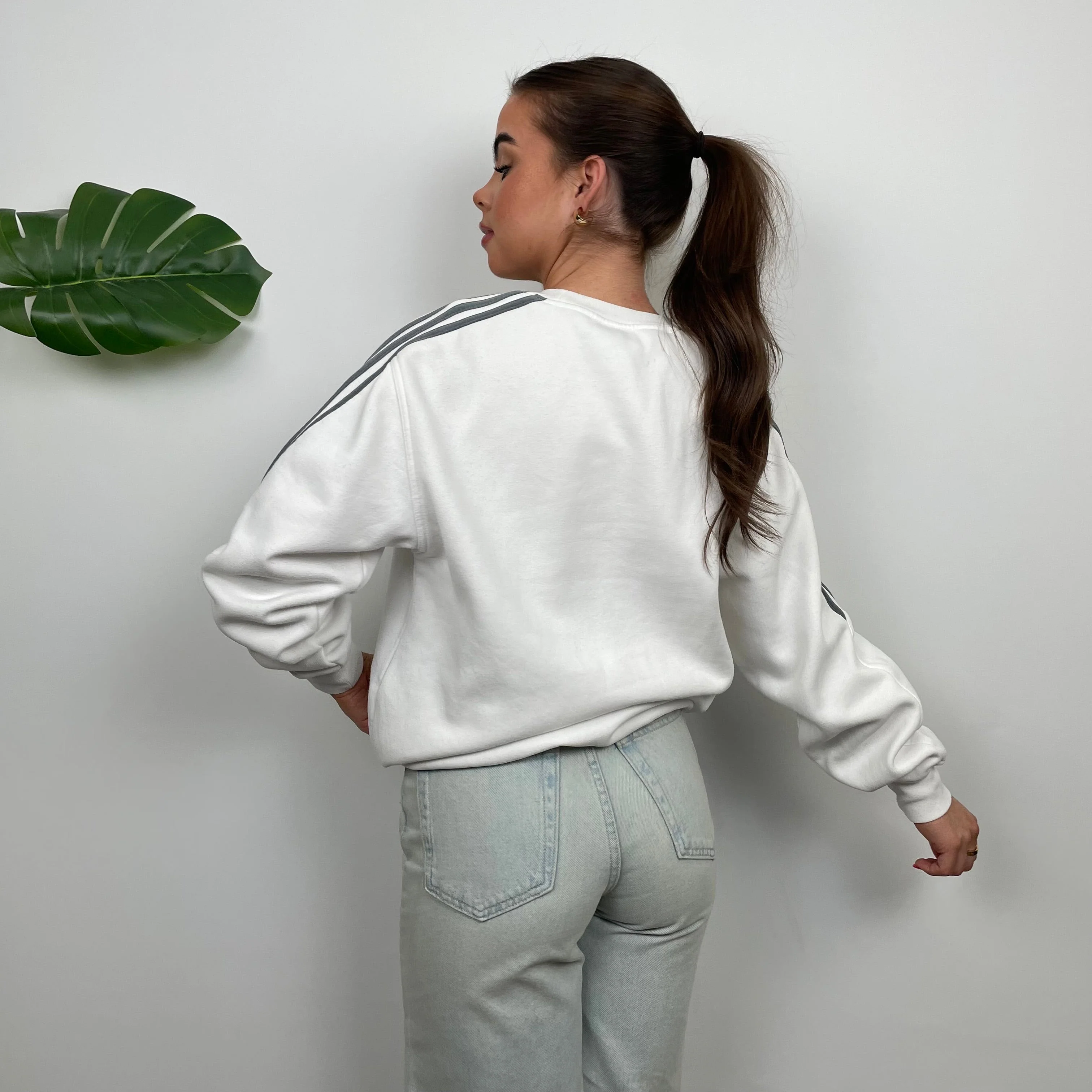 Adidas white Embroidered Spell Out Sweatshirt (L) - Image 3