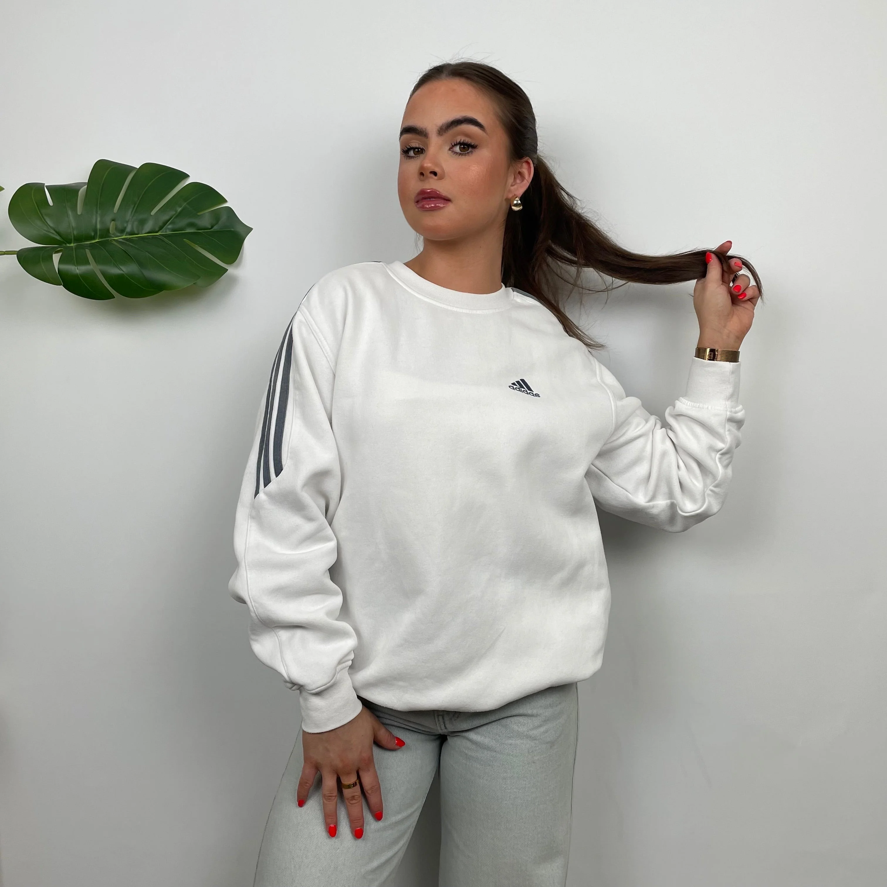 Adidas white Embroidered Spell Out Sweatshirt (L) - Image 6