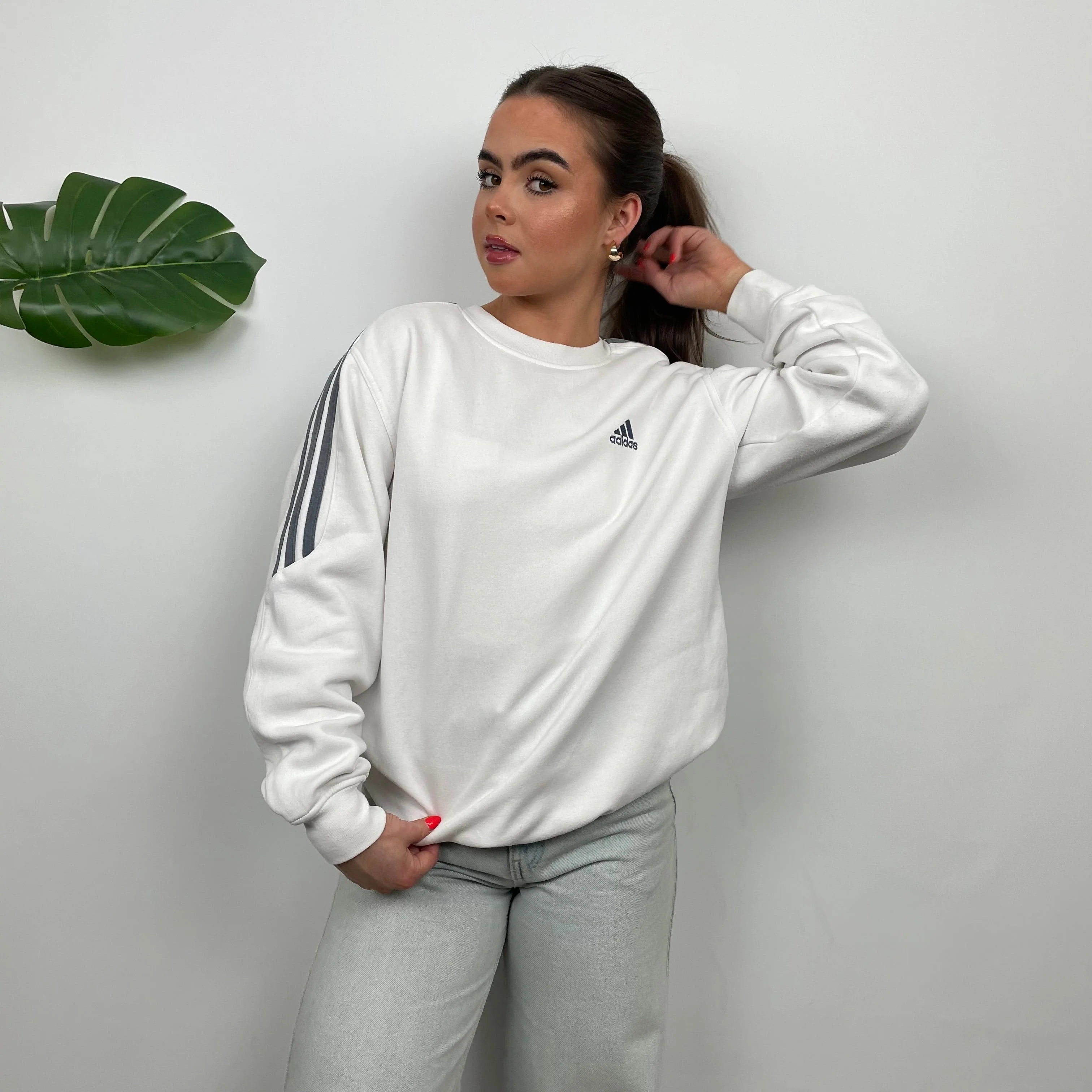 Adidas white Embroidered Spell Out Sweatshirt (L) - Image 8