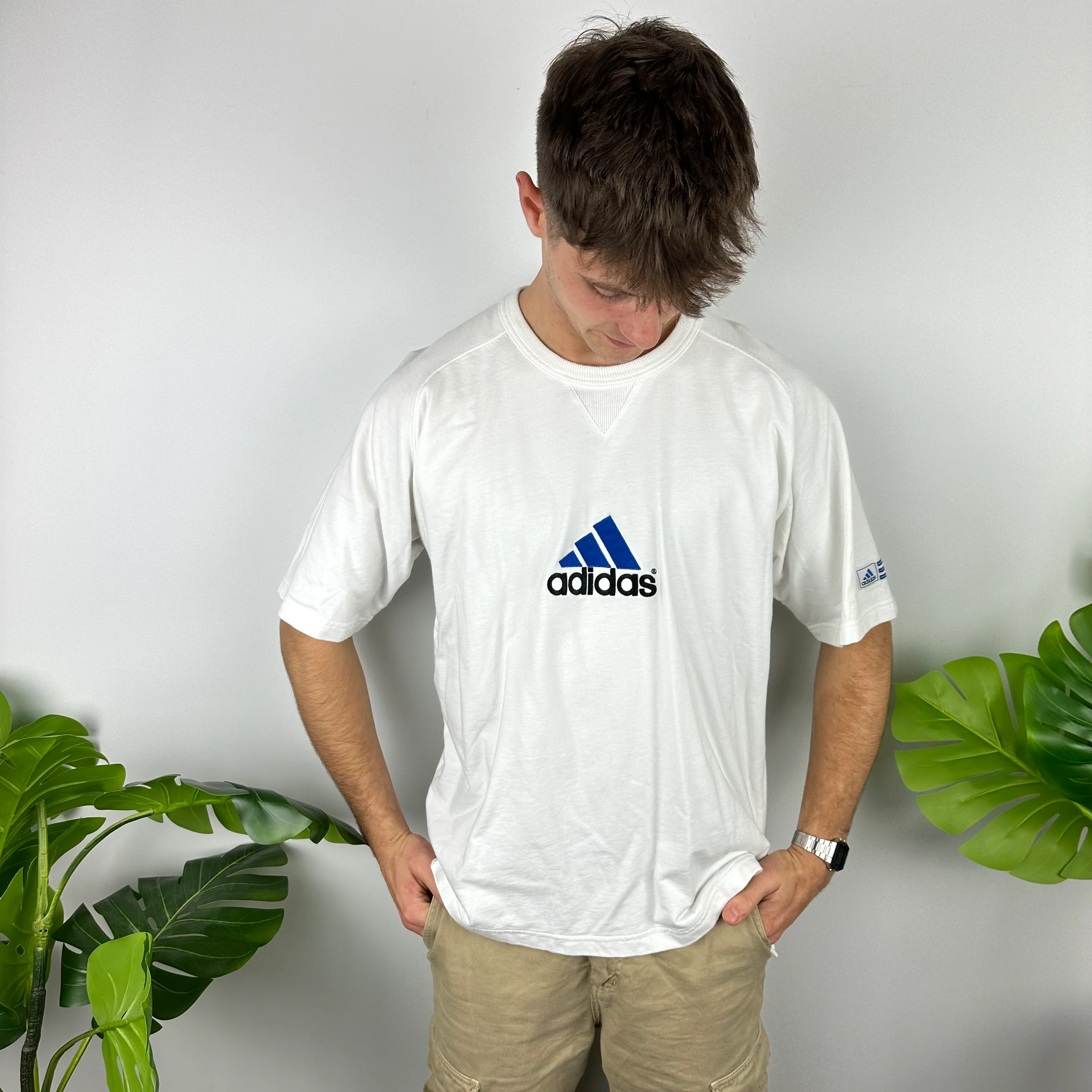 Adidas White Embroidered Spell Out T Shirt (XL) - Image 2