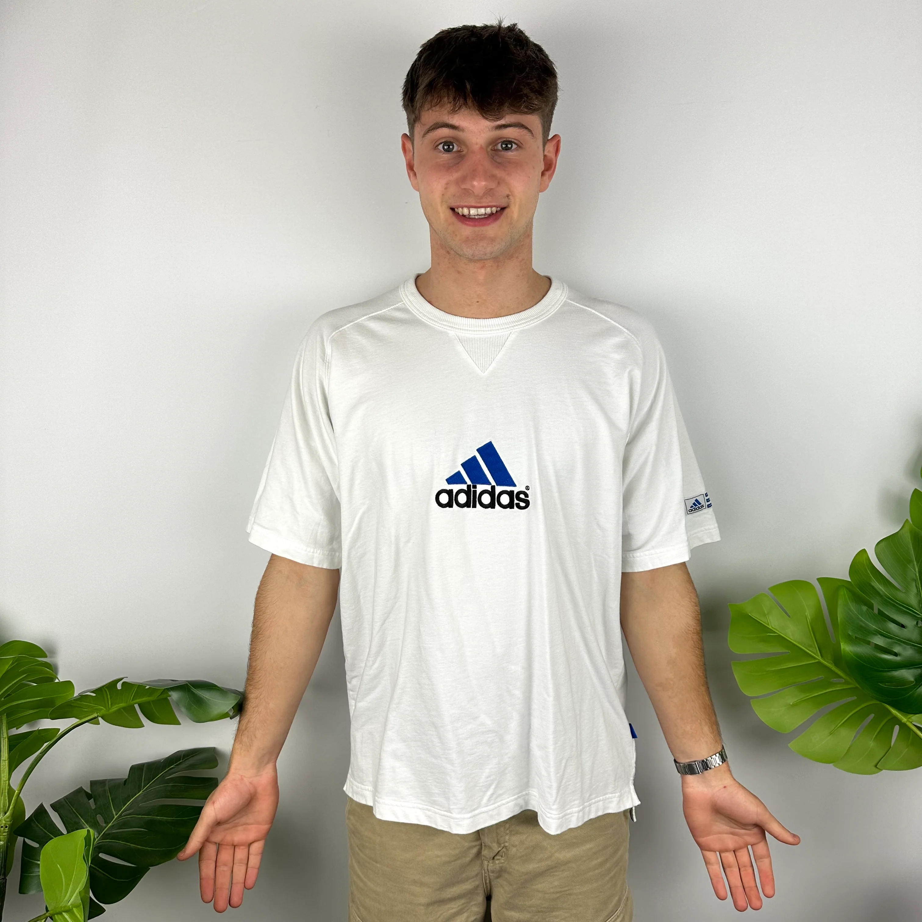 Adidas White Embroidered Spell Out T Shirt (XL) - Image 3