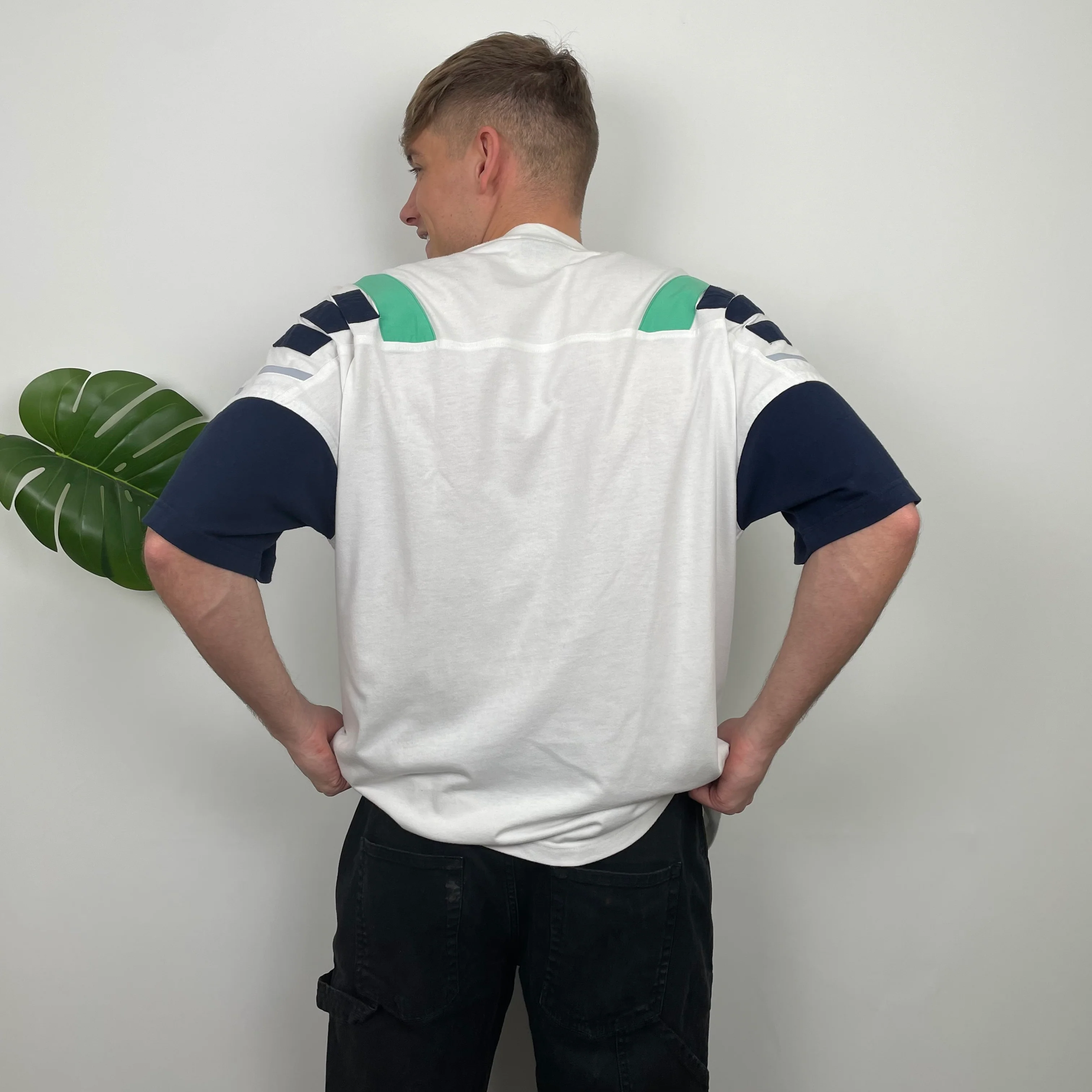 Adidas White Embroidered Spell Out T Shirt (M) - Image 5