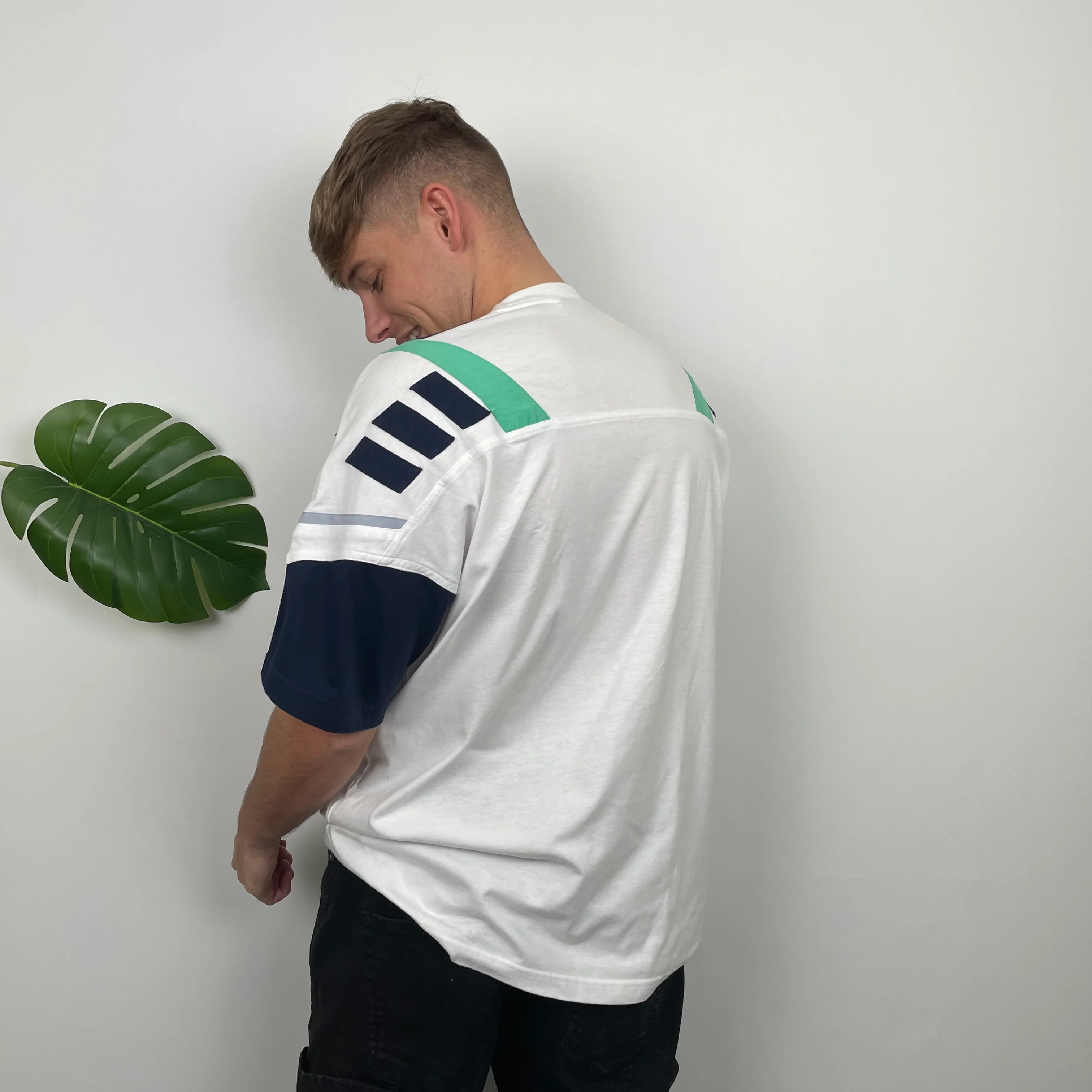 Adidas White Embroidered Spell Out T Shirt (M) - Image 7
