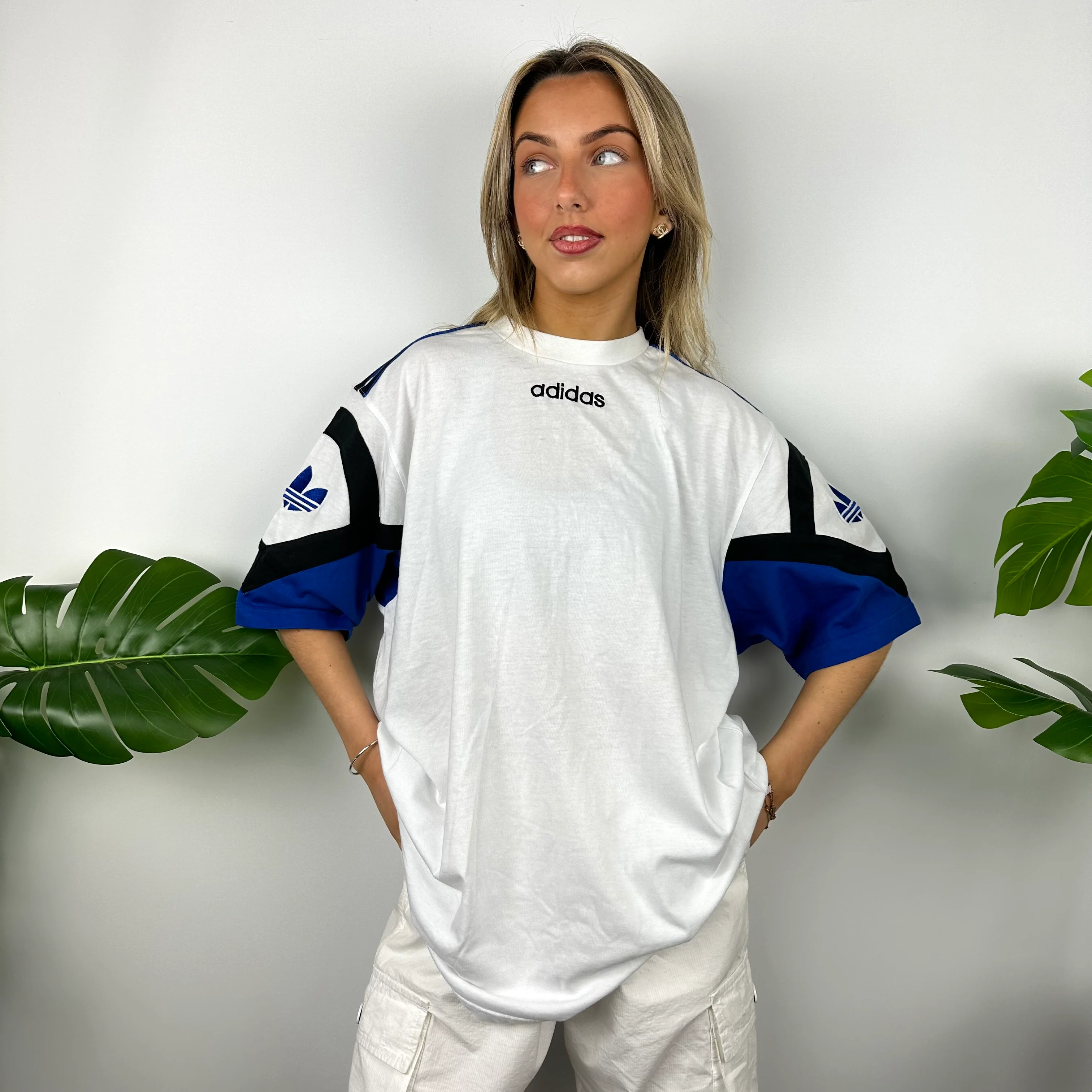 Adidas White Embroidered Spell Out T Shirt (L) - Image 3
