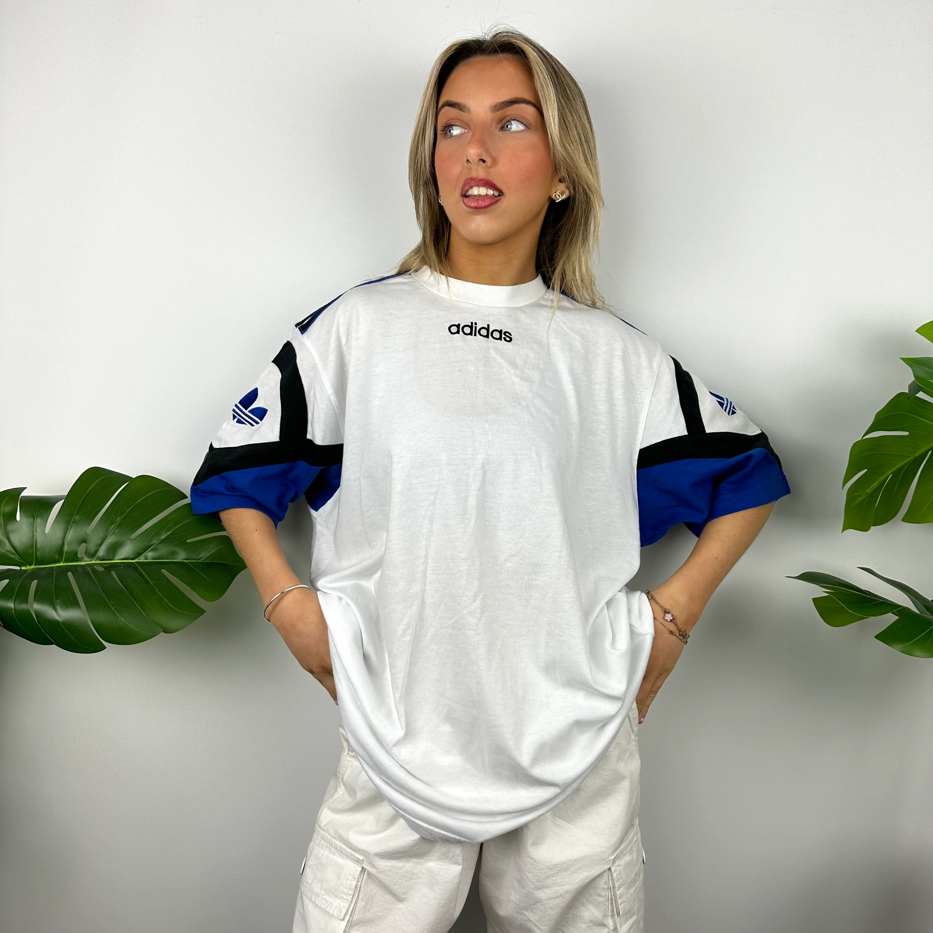 Adidas White Embroidered Spell Out T Shirt (L) - Image 7