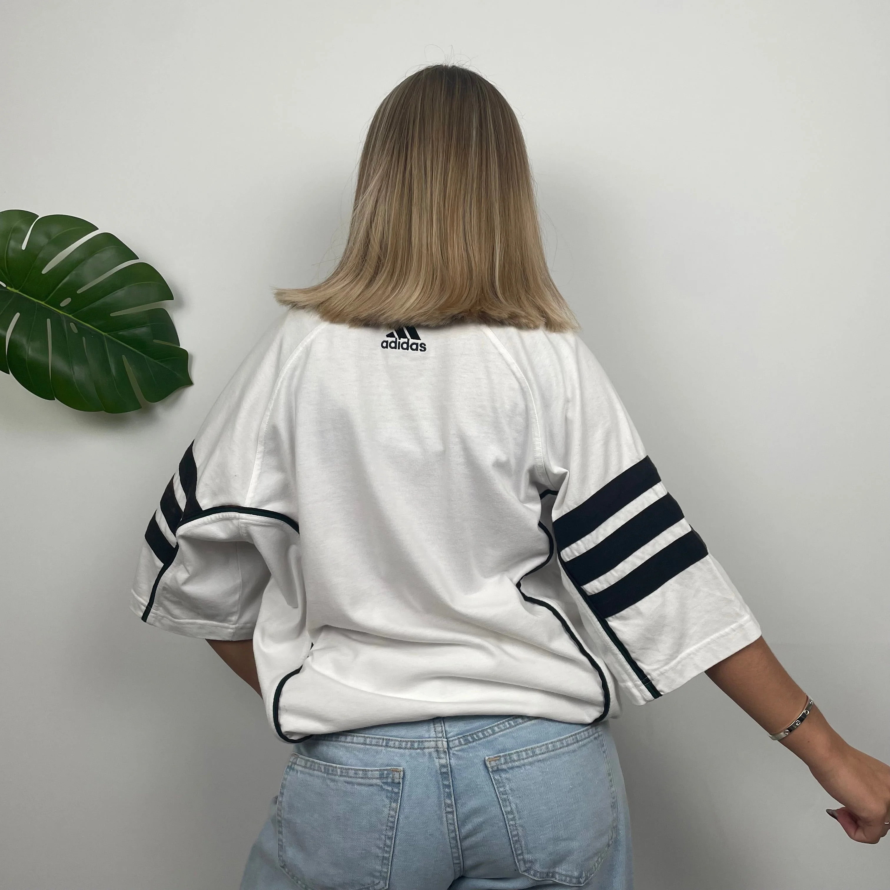 Adidas White Embroidered Spell Out T Shirt (L) - Image 3
