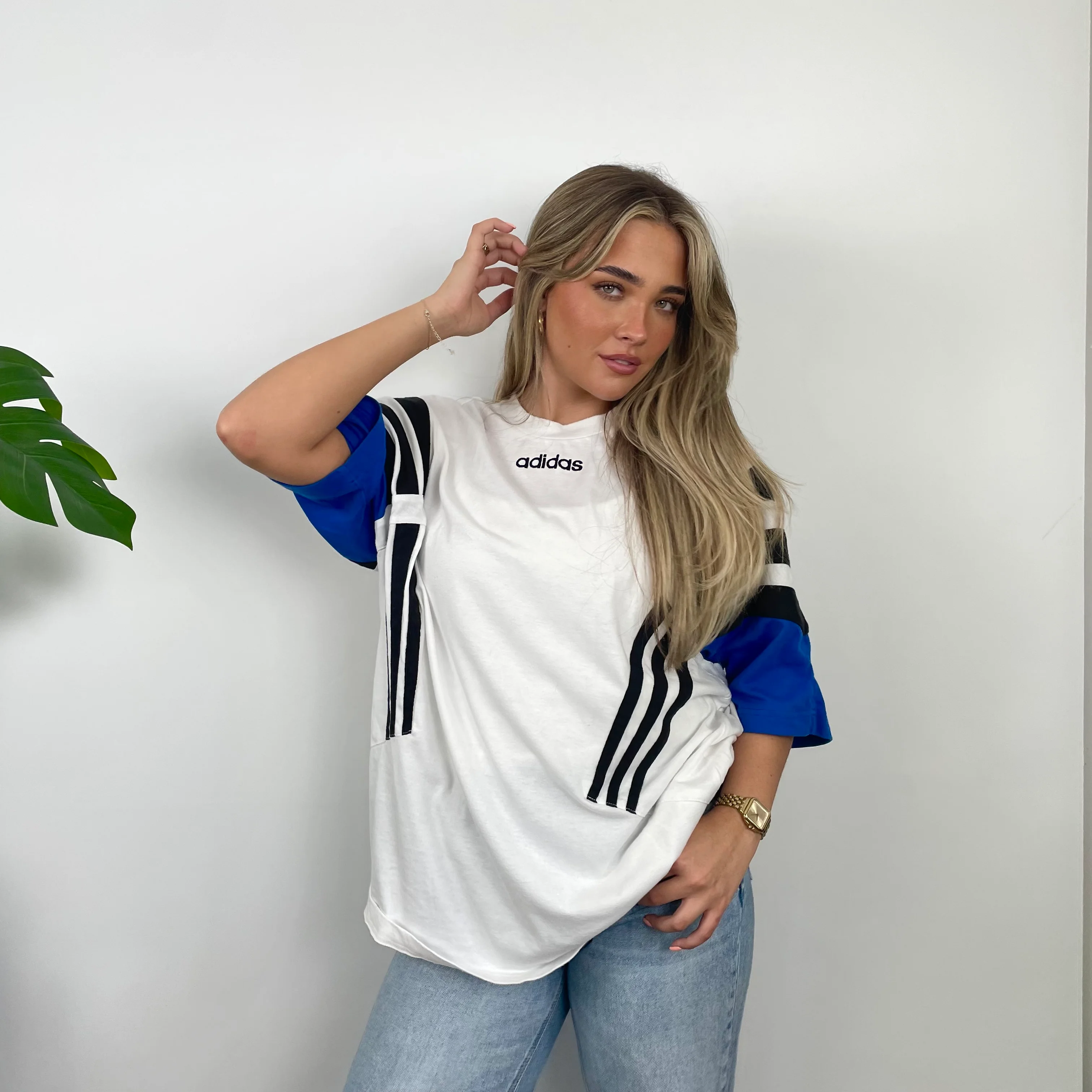 Adidas White Embroidered Spell Out T Shirt (L) - Image 3