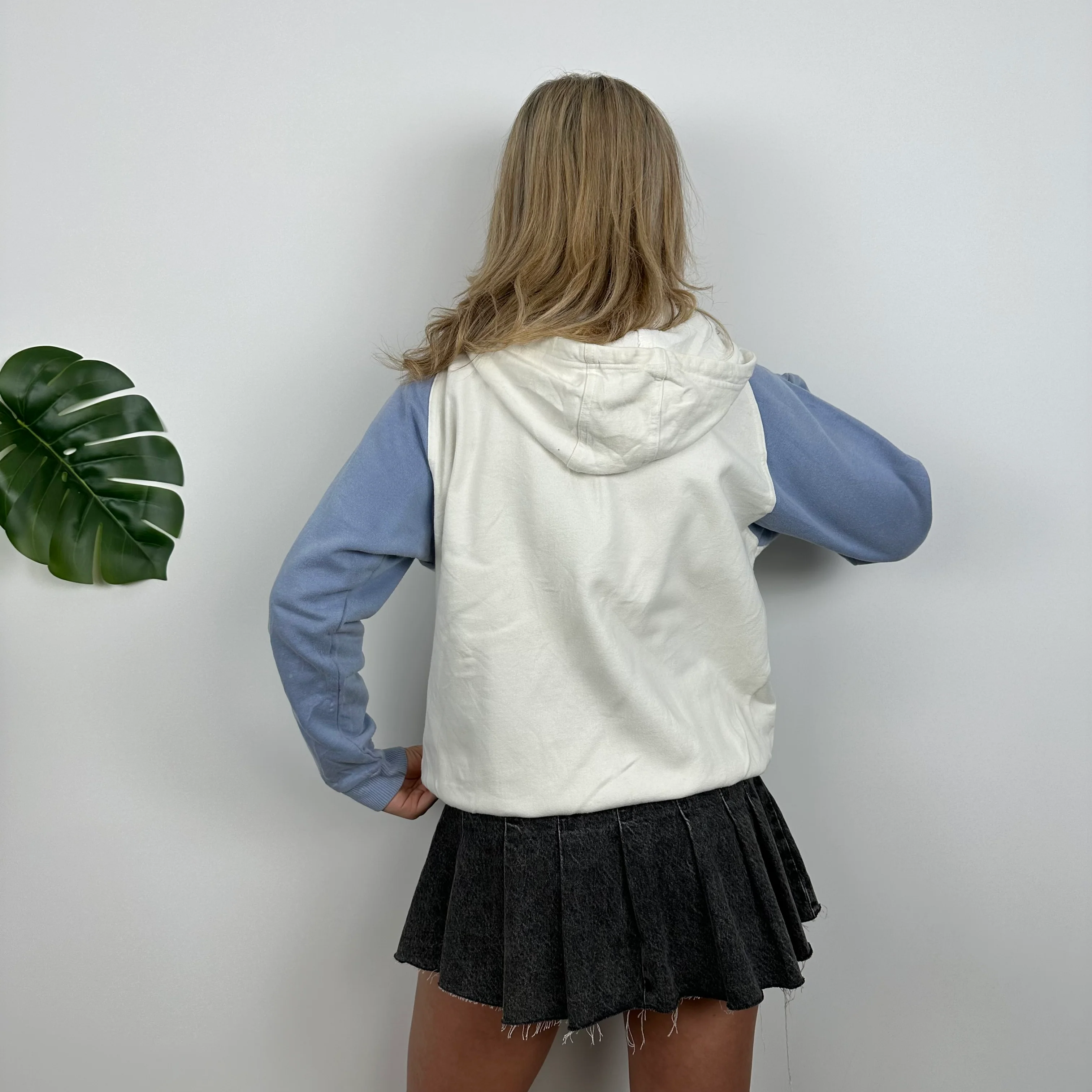 Adidas White Embroidered Spell Out Zip Up Hoodie Jacket (S) - Image 4