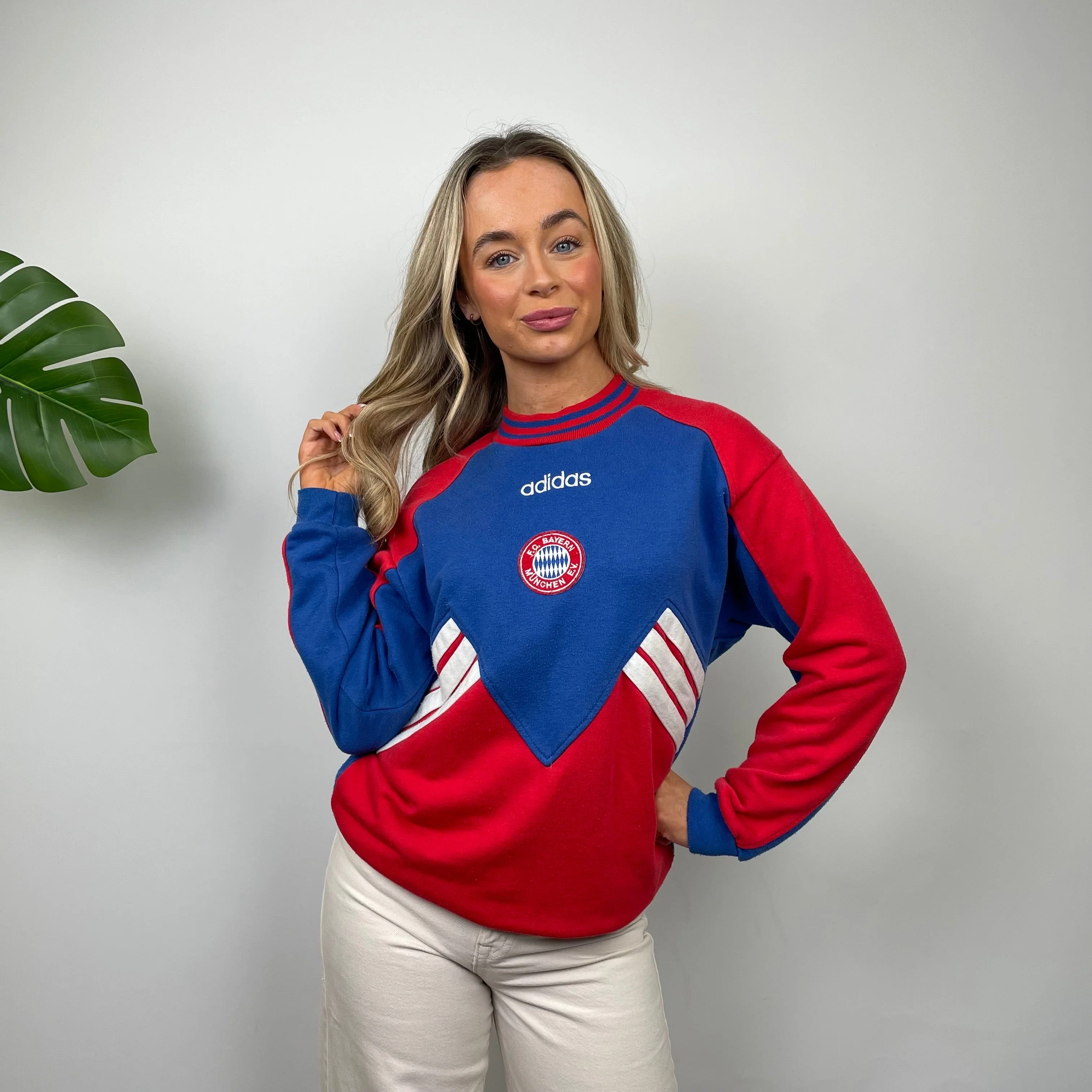 Adidas x Bayern Munich FC RARE Red Embroidered Spell Out Sweatshirt (M) - Image 4