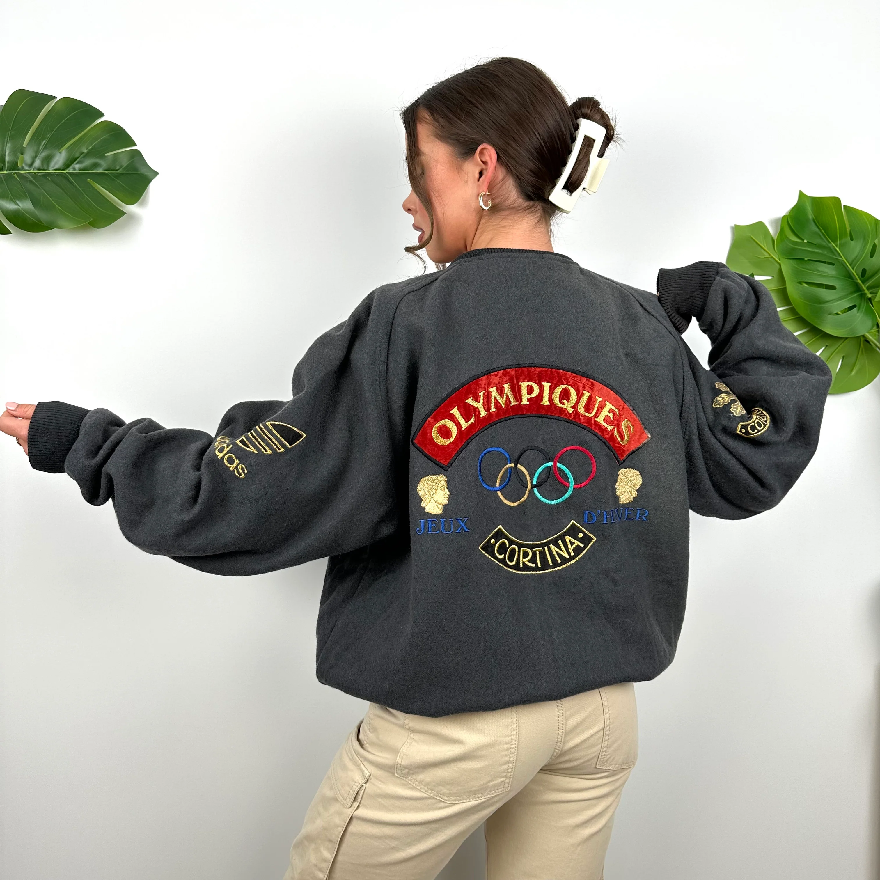 Adidas X Cortina Grenoble Olympics 80’s Grey Embroidered Spell Out Jacket (L) - Image 5