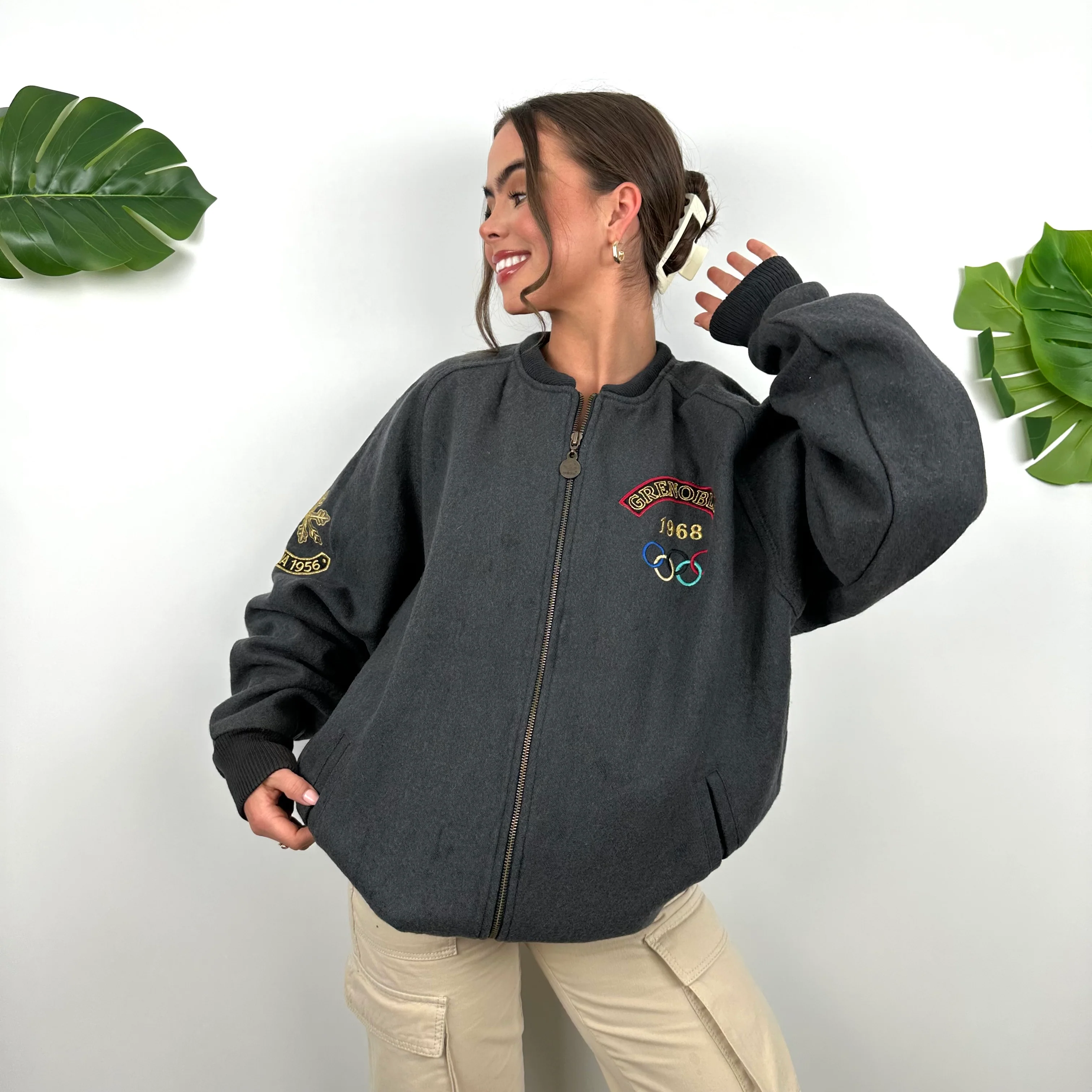 Adidas X Cortina Grenoble Olympics 80’s Grey Embroidered Spell Out Jacket (L) - Image 6