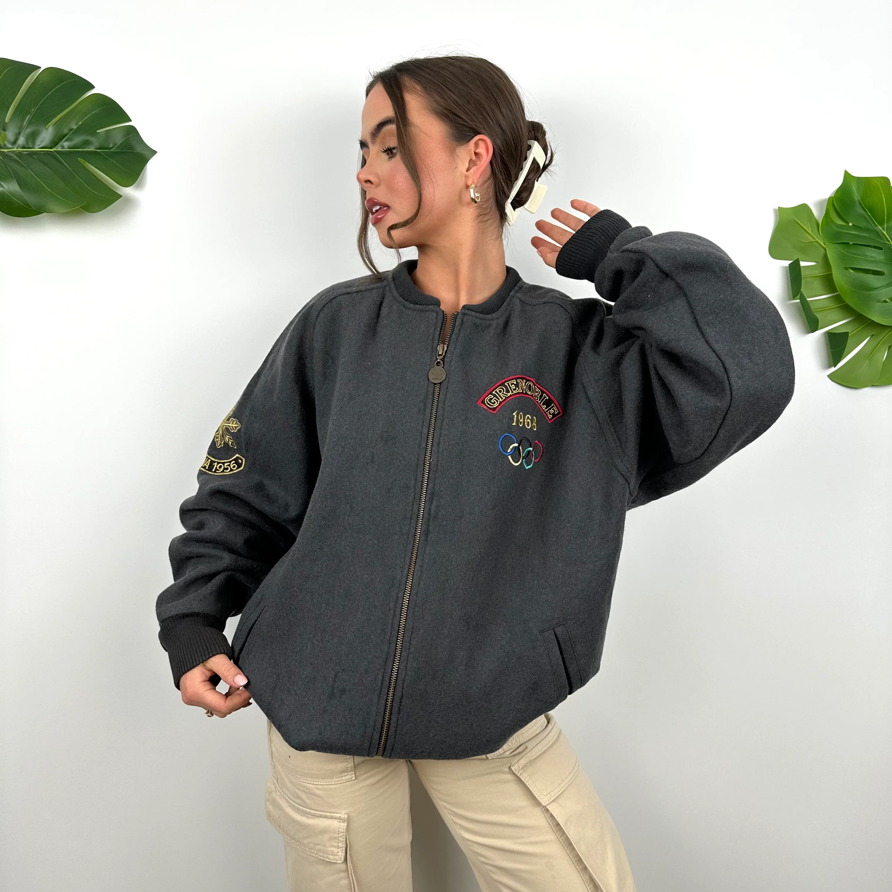 Adidas X Cortina Grenoble Olympics 80’s Grey Embroidered Spell Out Jacket (L) - Image 7