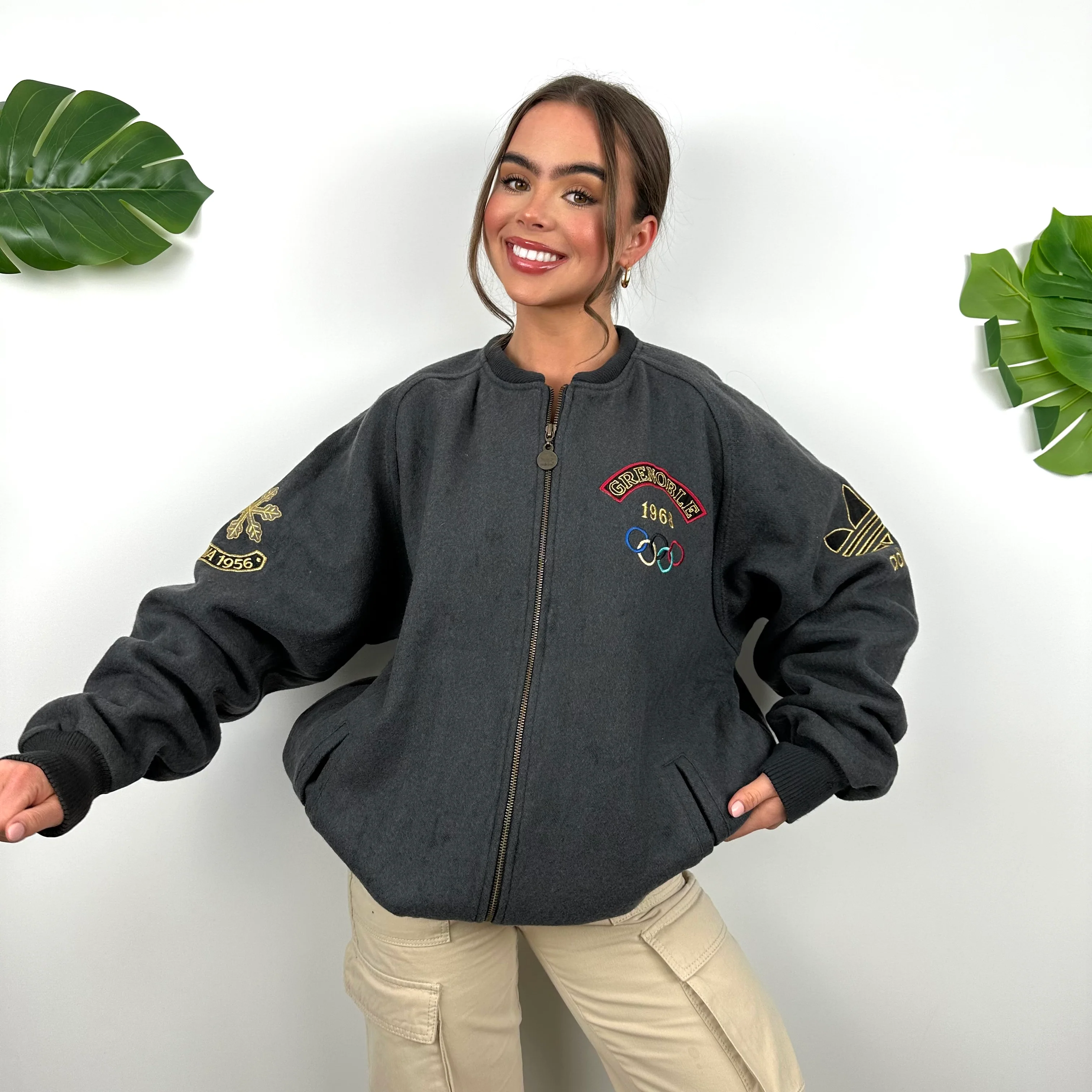 Adidas X Cortina Grenoble Olympics 80’s Grey Embroidered Spell Out Jacket (L) - Image 8