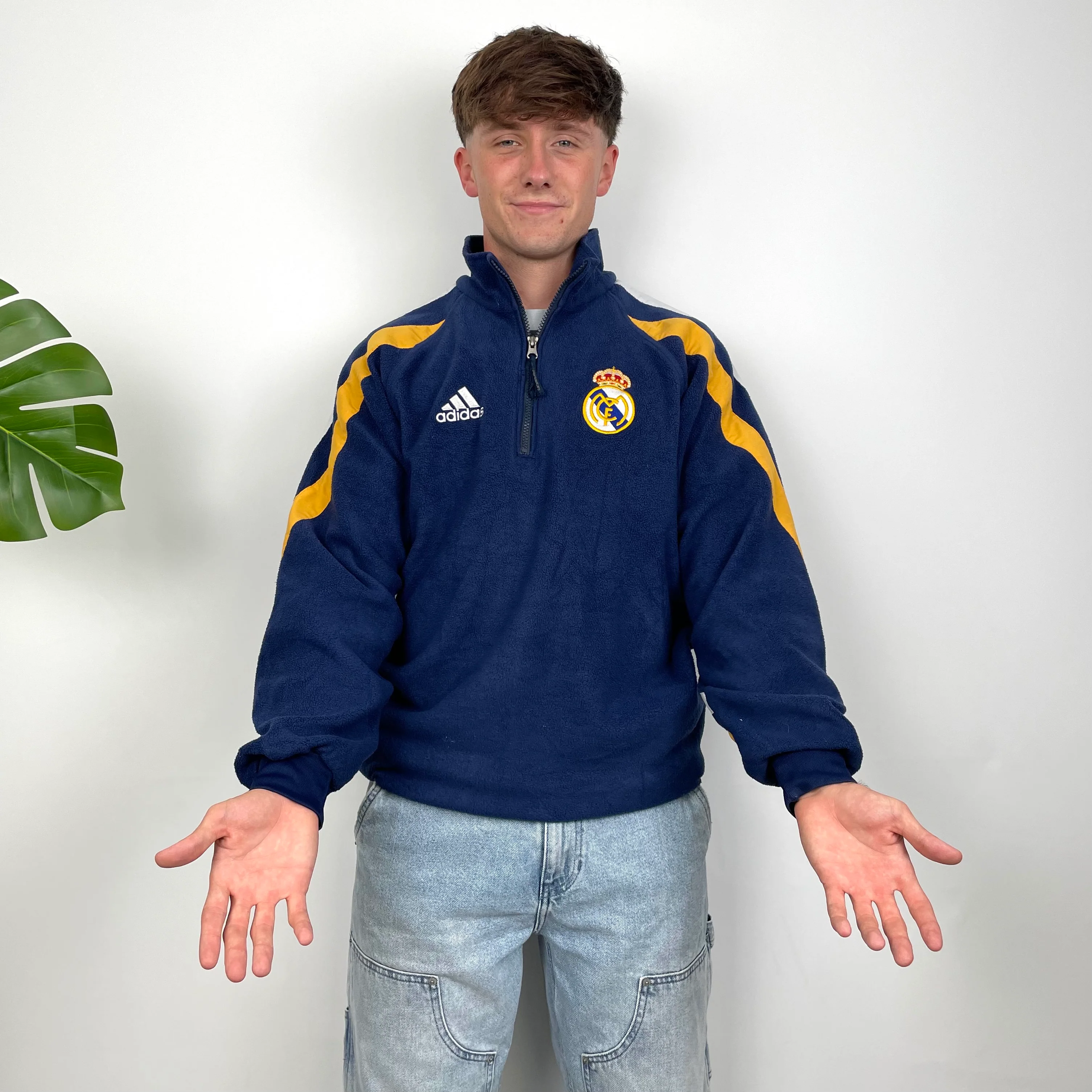 Adidas x Real Madrid CF Embroidered Spell Out Fleece Quarter Zip (XL) - Image 3