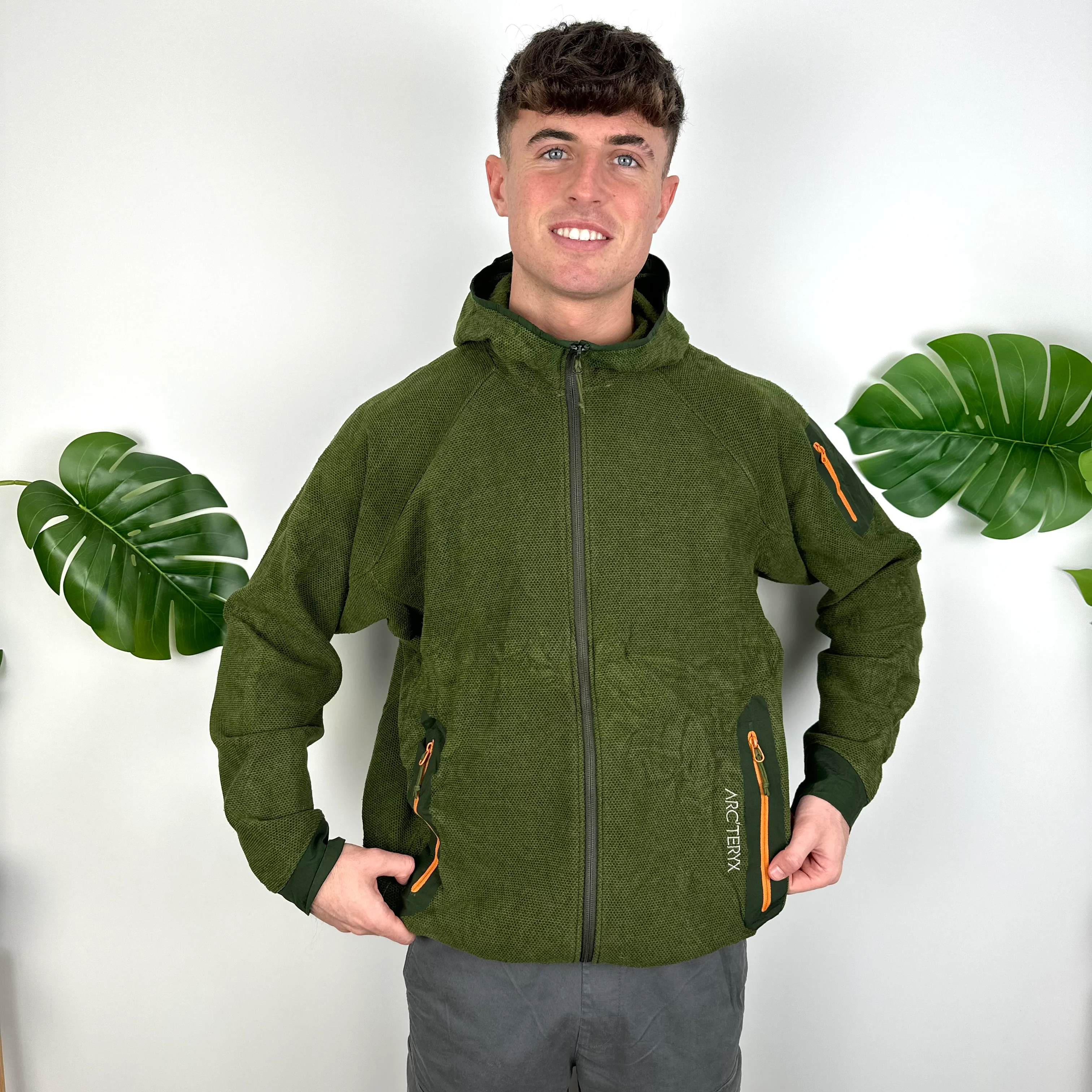 Arcteryx Green Embroidered Spell Out Fleece Zip Up Jacket (L) - Image 2