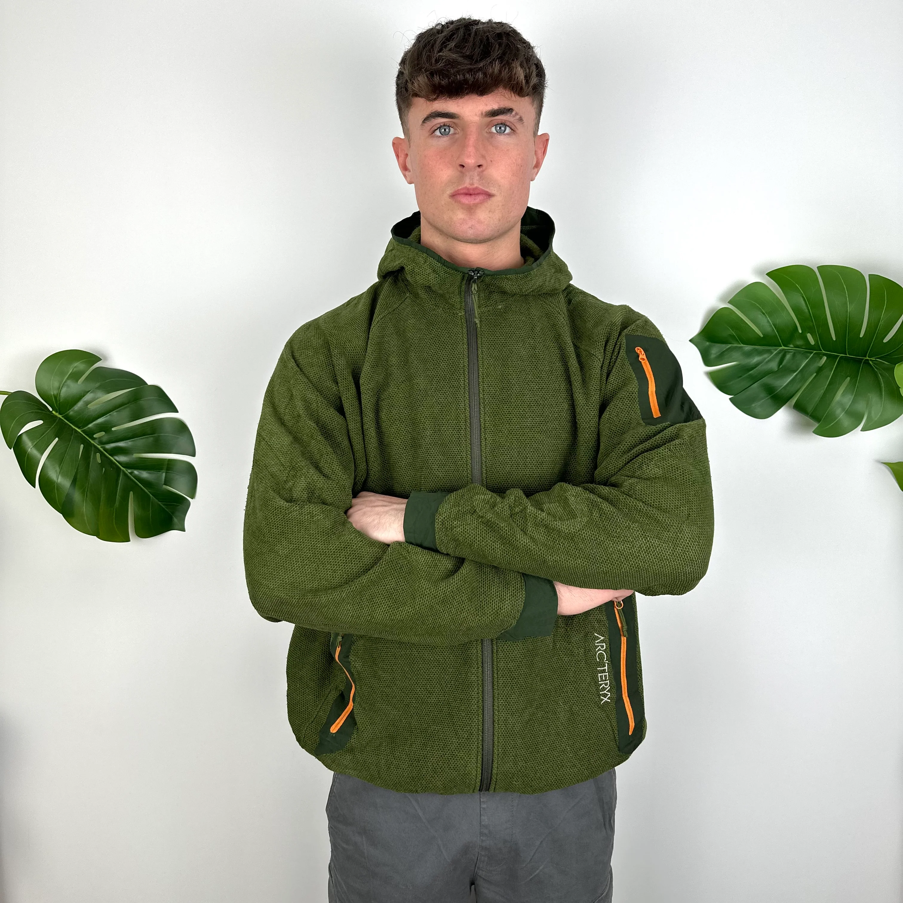 Arcteryx Green Embroidered Spell Out Fleece Zip Up Jacket (L) - Image 3