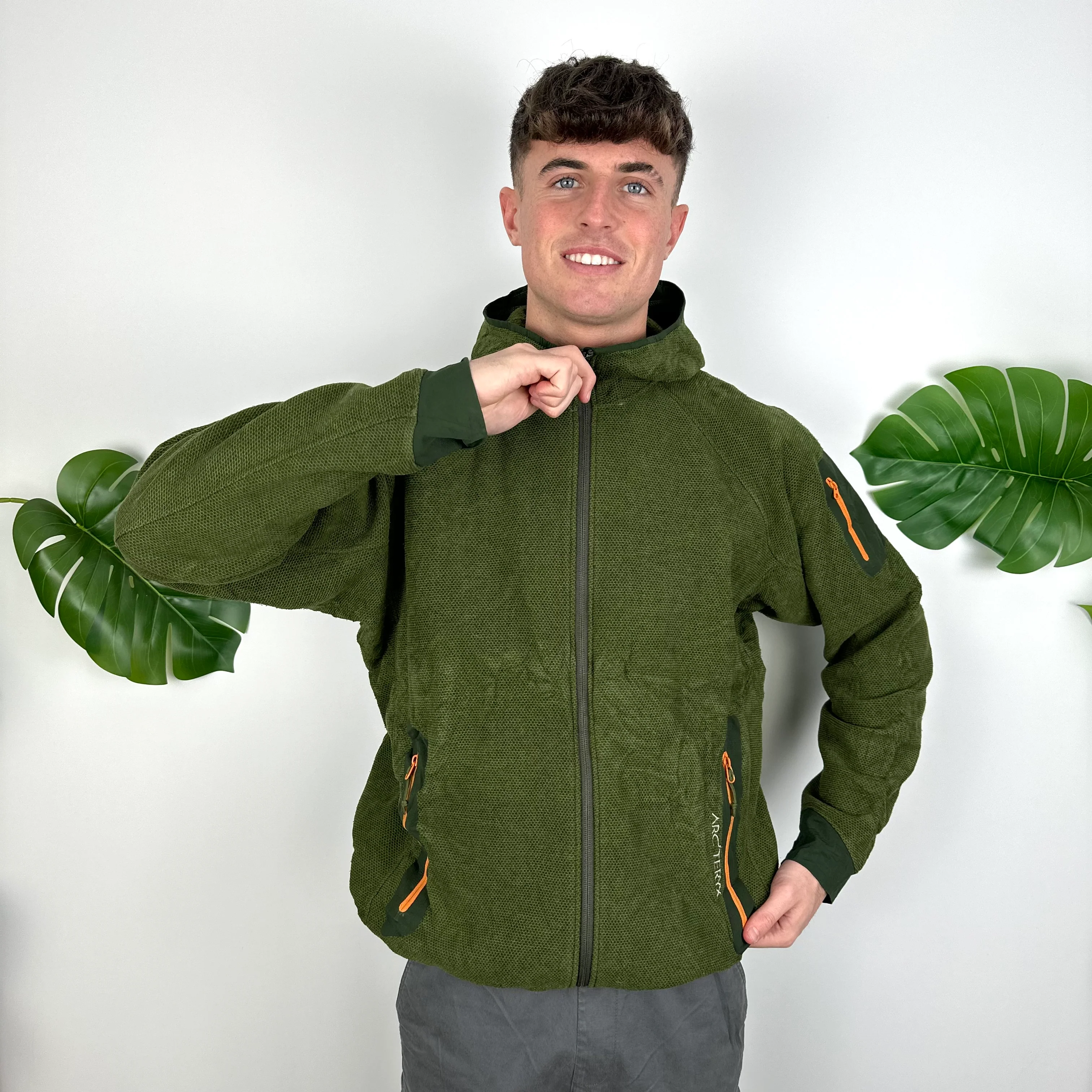 Arcteryx Green Embroidered Spell Out Fleece Zip Up Jacket (L) - Image 5