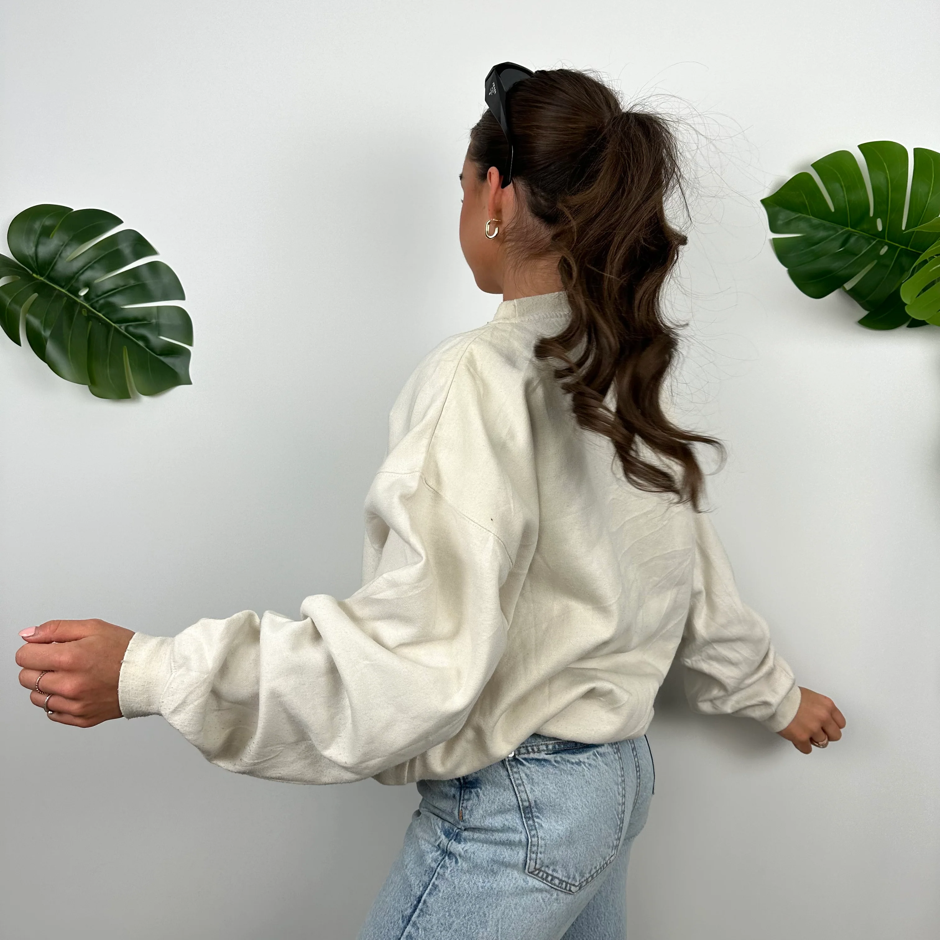 ASICS Cream Embroidered Spell Out Sweatshirt (L) - Image 6
